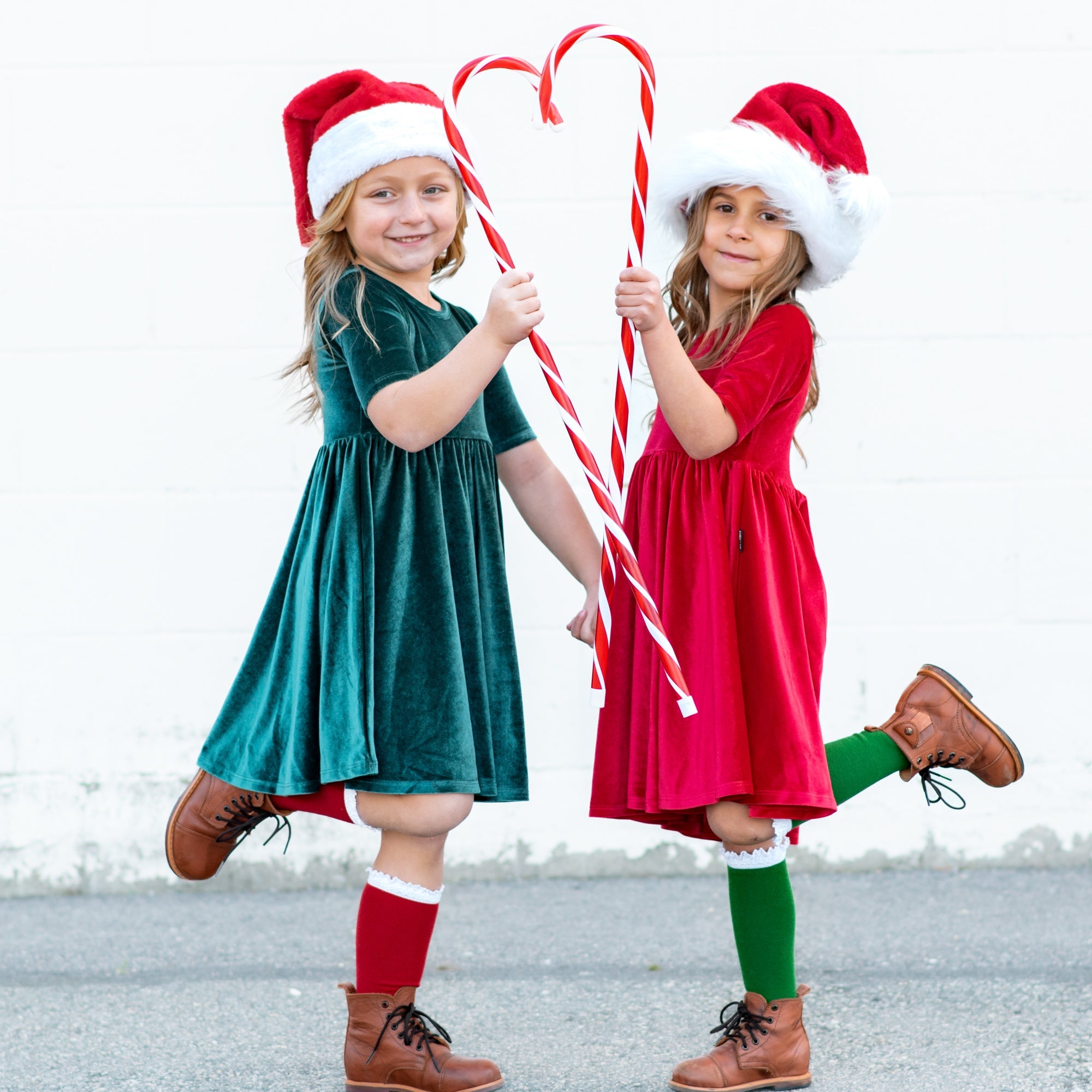 VELVET MID SLEEVE TWIRL- Ruby Red Stretch Velvet Twirl Dress