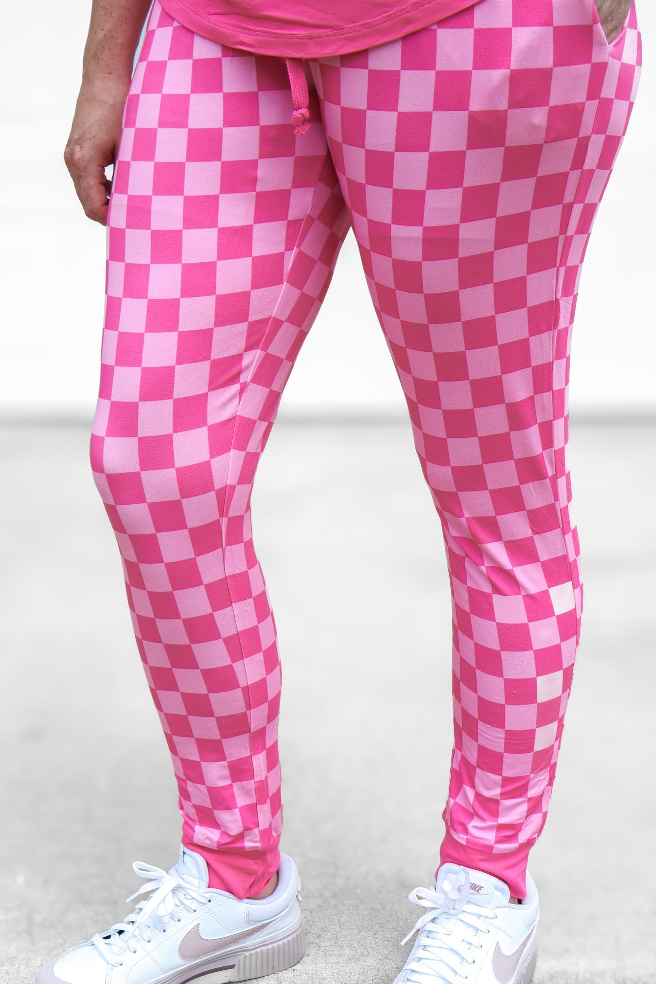 MAMA JOGGERS- Pink Check - Bexa Boutique