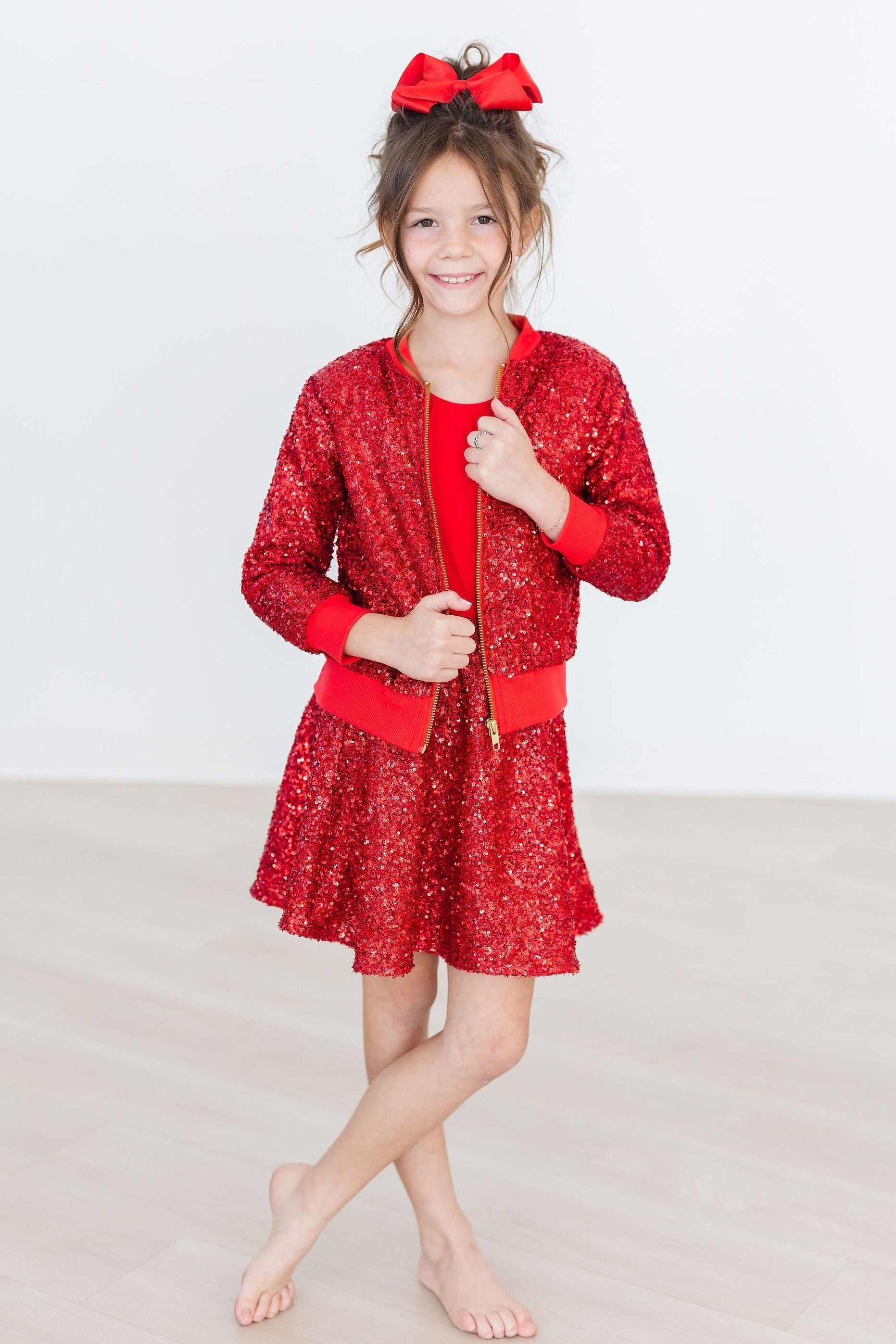 Red Velvet Sequin Jacket - Mila & Rose