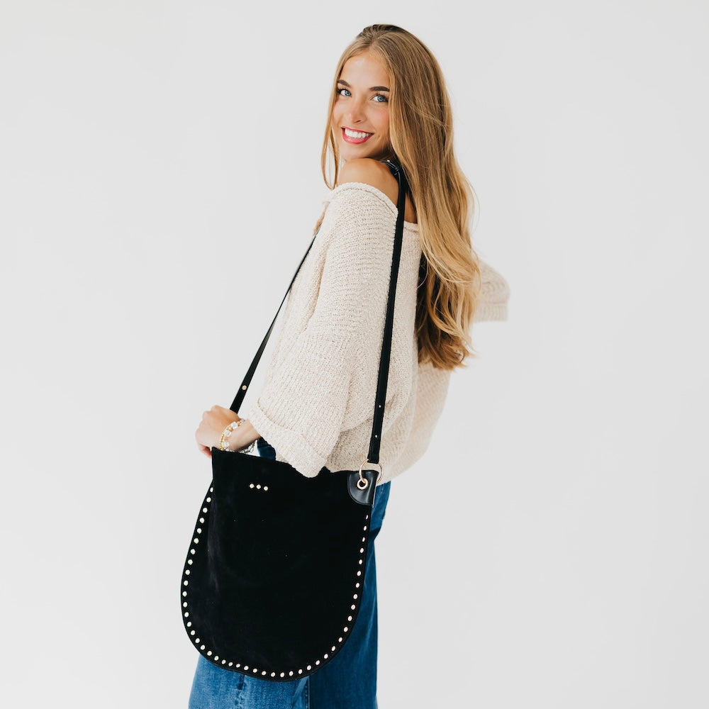 Rosalie Rivet Suede Hobo Bag