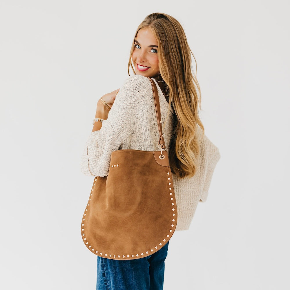 Rosalie Rivet Suede Hobo Bag