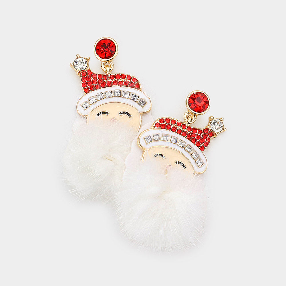 Santa Claus Pom Pom Christmas Earrings