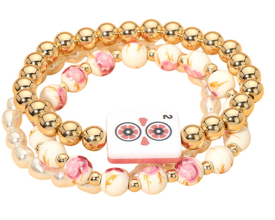 Mahjong Triple Flower Bracelet - 2 Dot