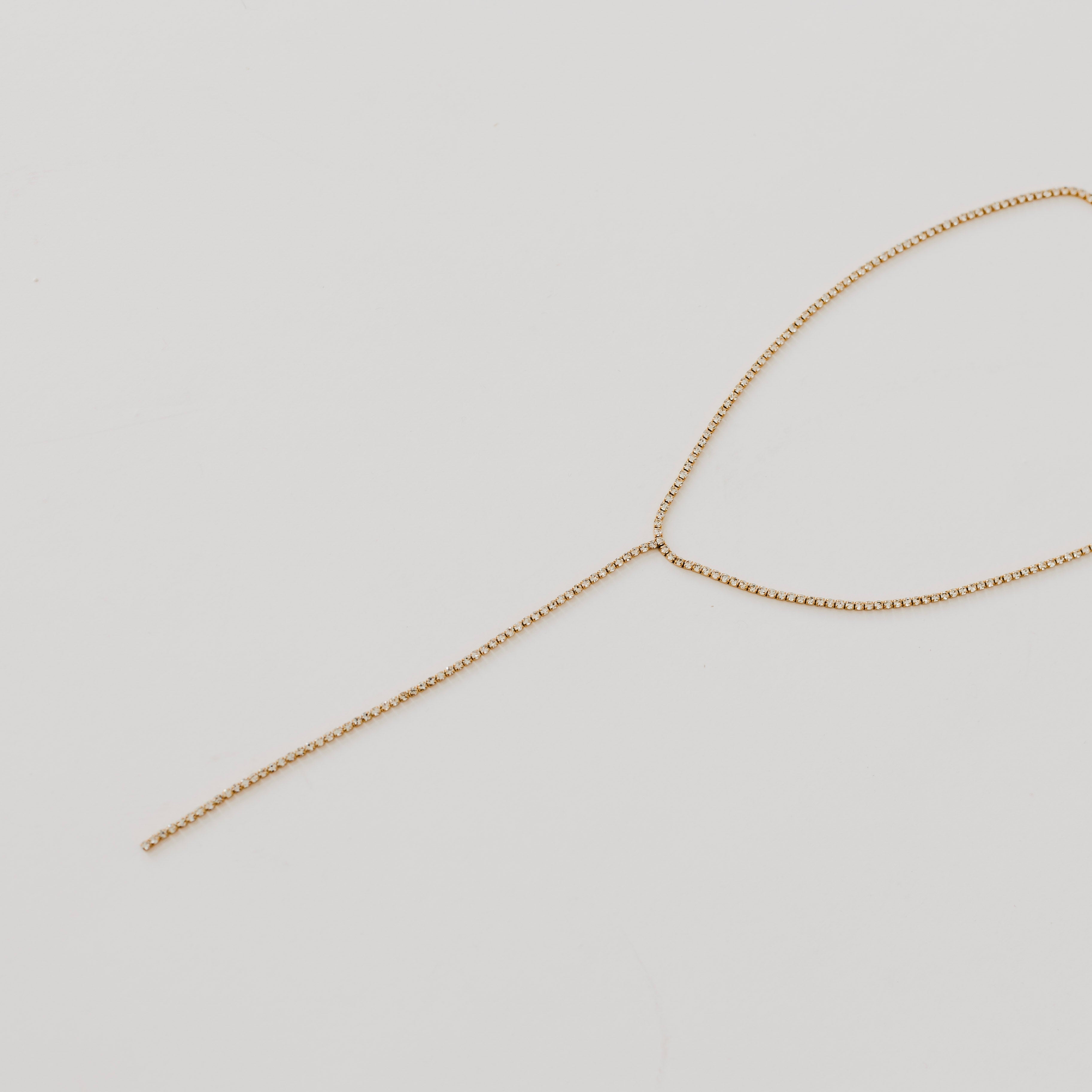 Tennis Lariat Necklace - WATERPROOF - Gold - Bexa Boutique