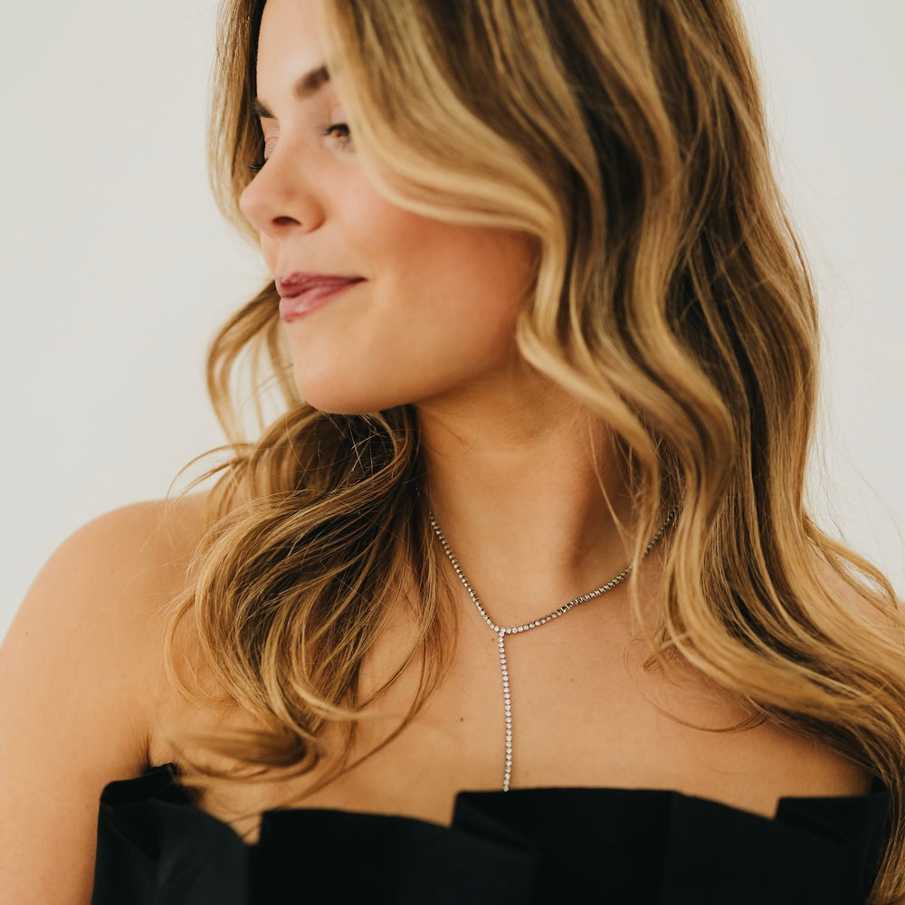 Tennis Lariat Necklace - WATERPROOF - Gold - Bexa Boutique