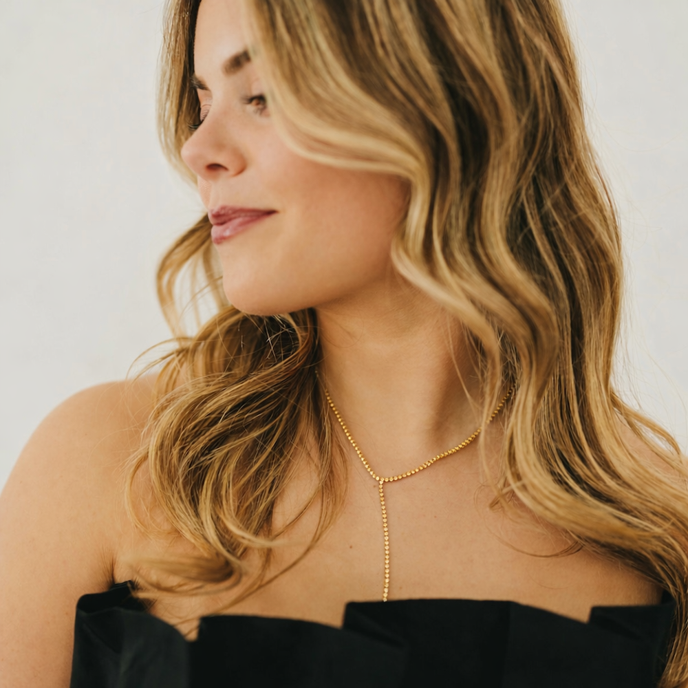 Tennis Lariat Necklace - WATERPROOF - Gold - Bexa Boutique
