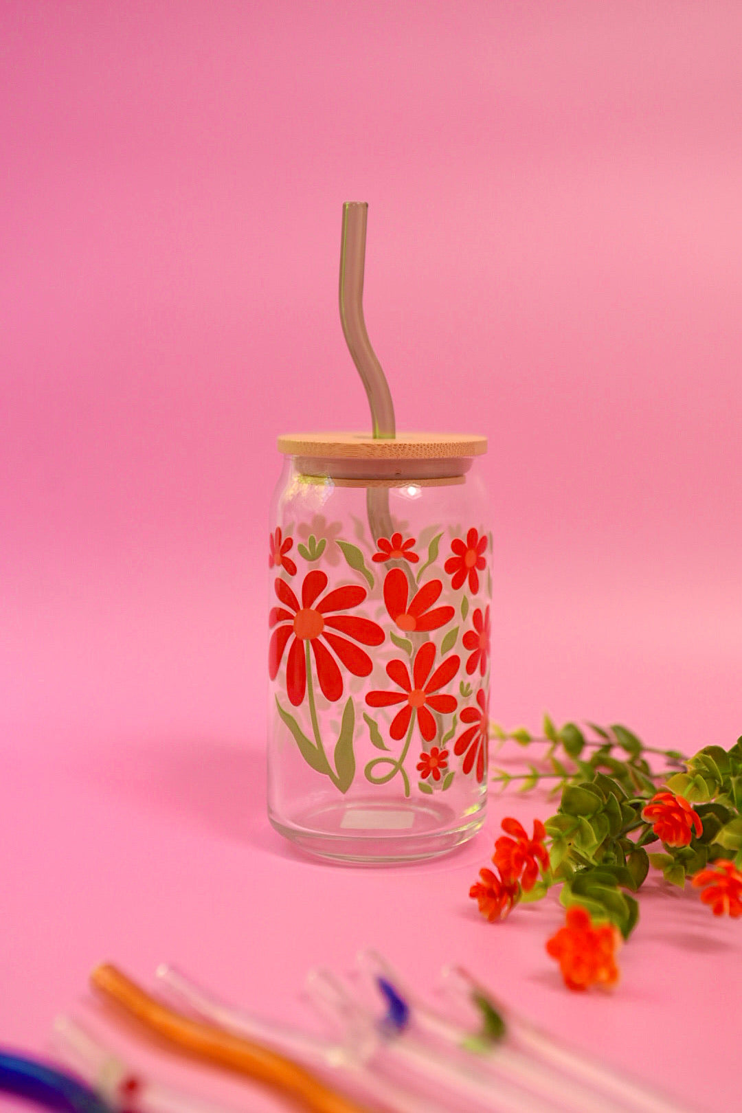 Falling Petals Glass Cup (3 Colors!)