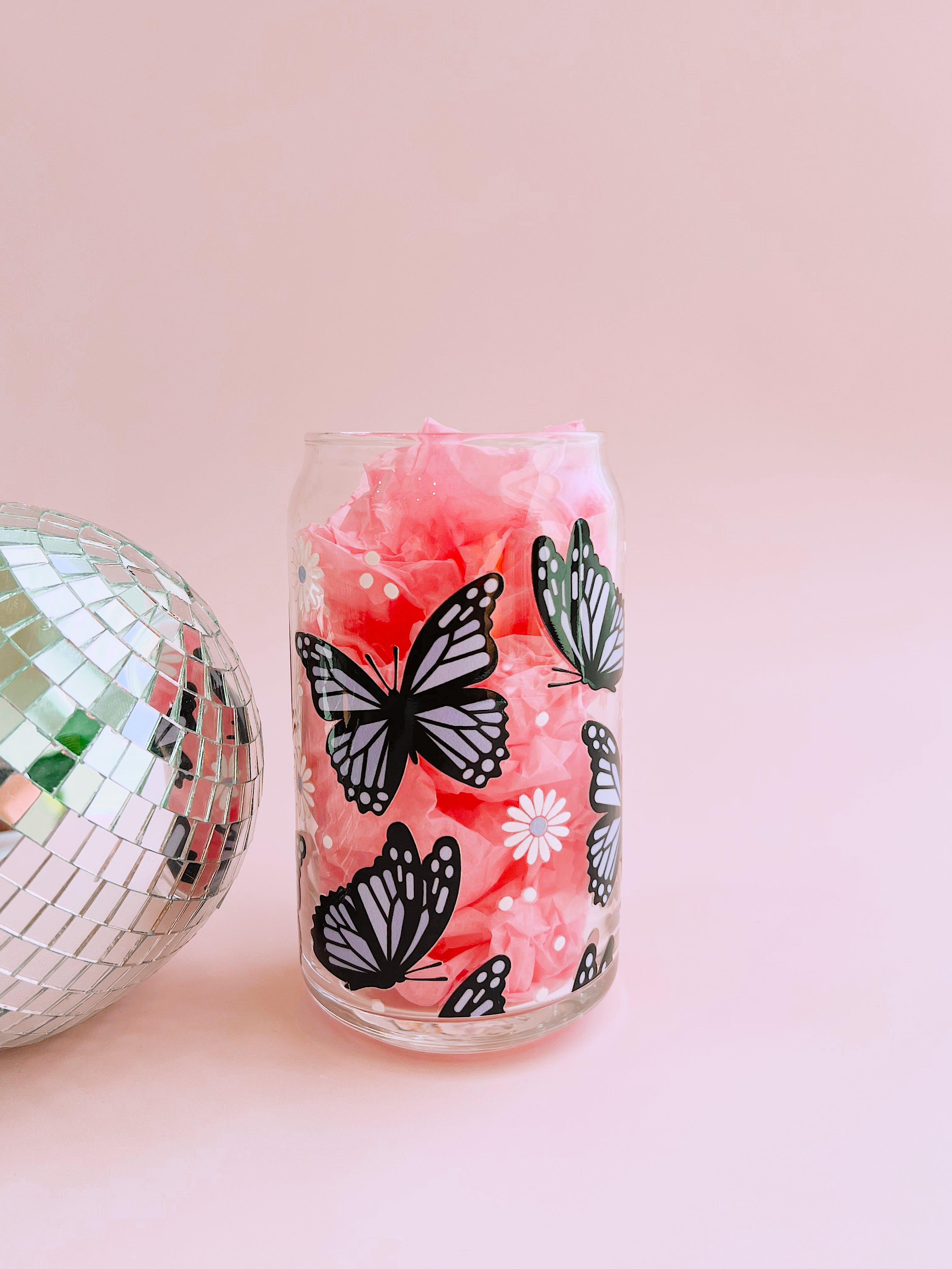 Monarch Butterfly Glass Cup (2 Color Options)