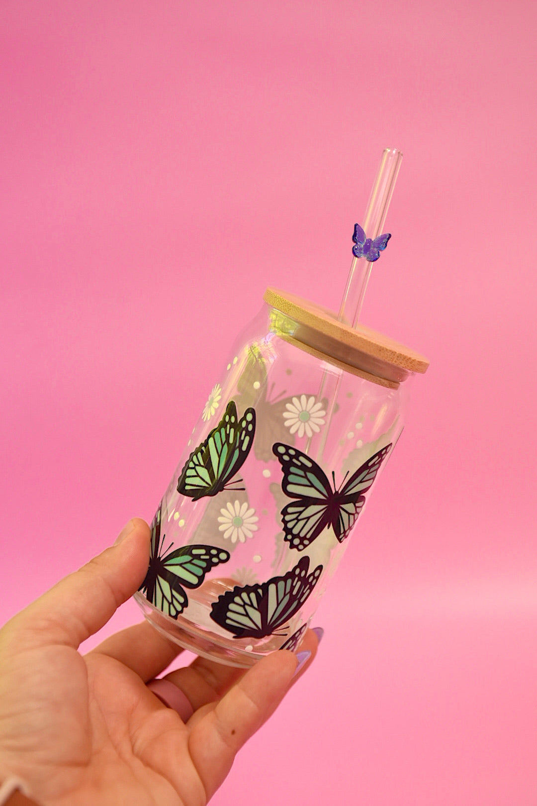 Monarch Butterfly Glass Cup (2 Color Options)