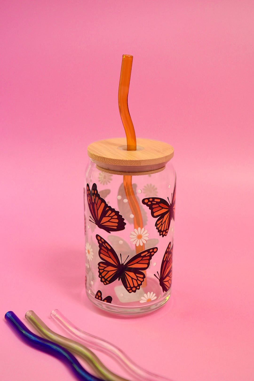 Monarch Butterfly Glass Cup (2 Color Options)
