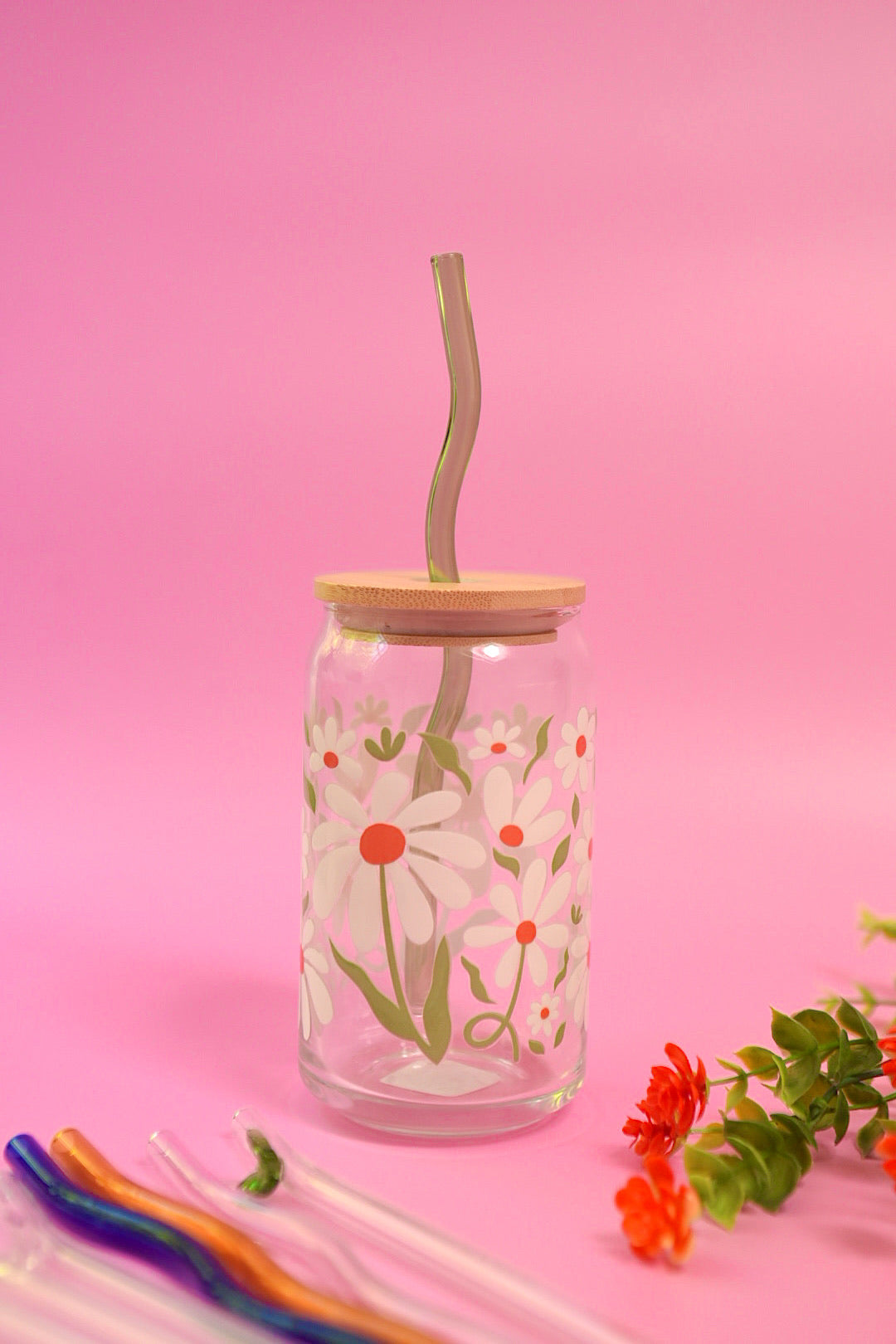 Falling Petals Glass Cup (3 Colors!)