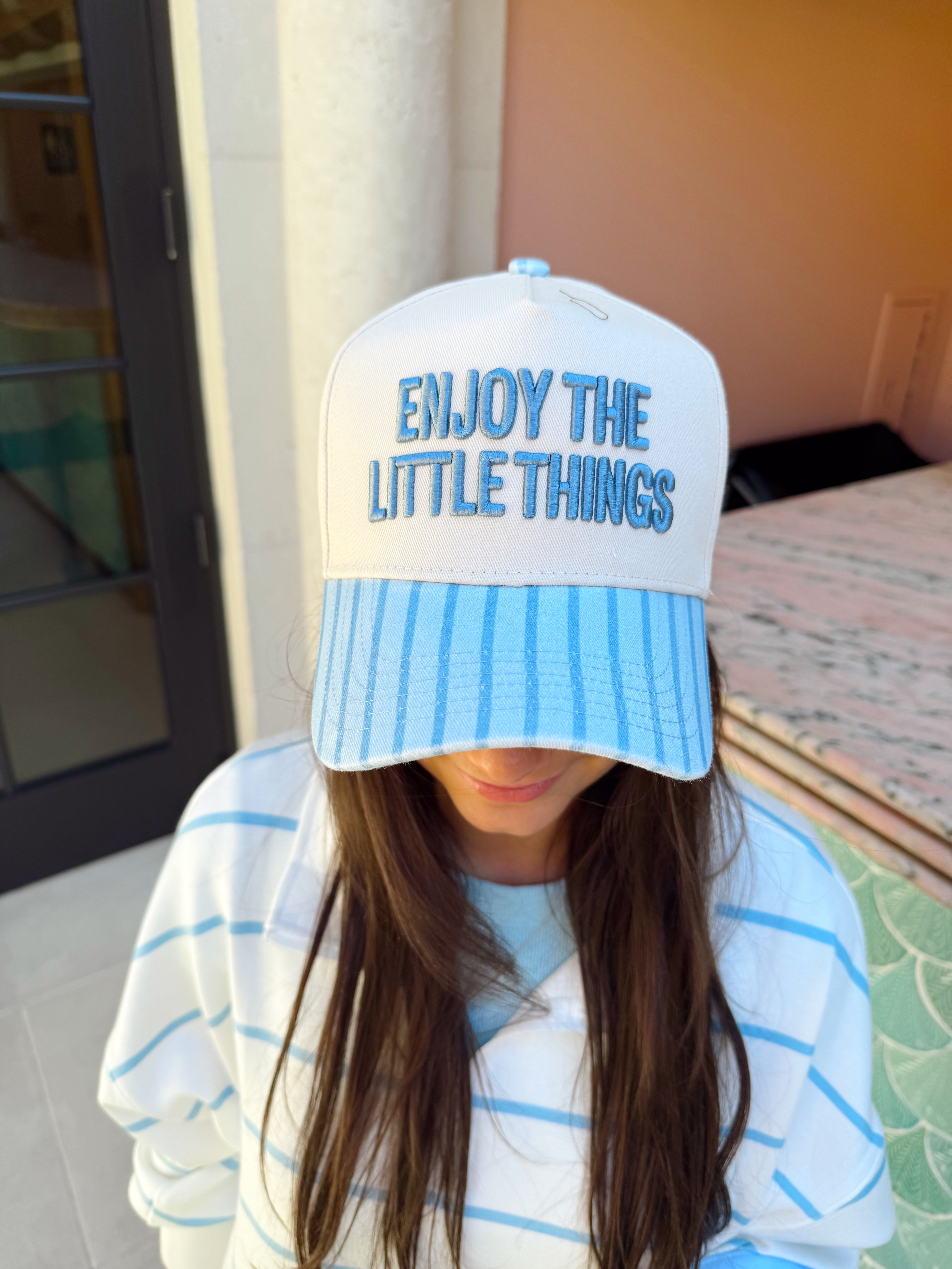 Enjoy the Little Things - Blue Stripe Vintage Trucker Hat - Bexa Boutique