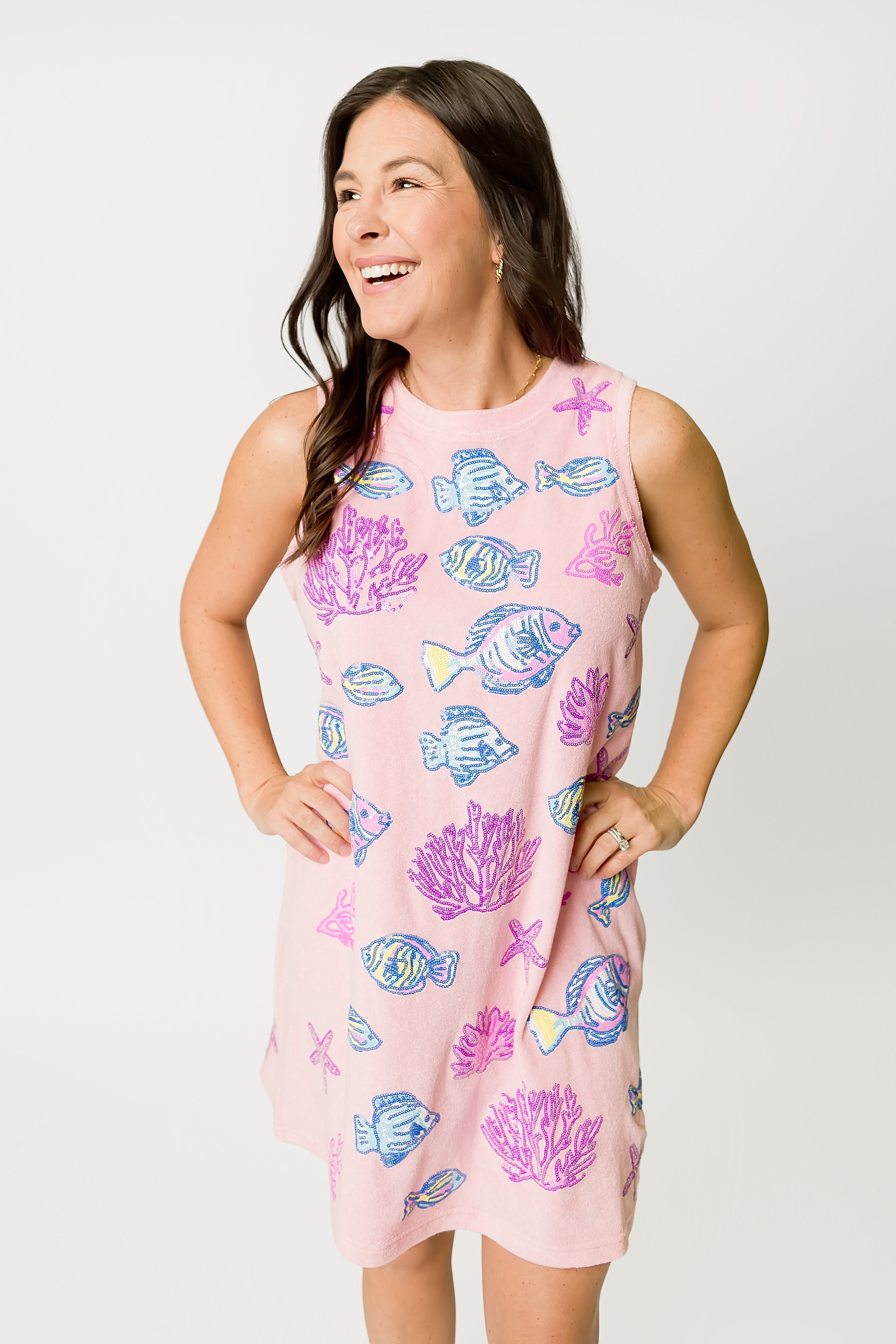 Under the Sea Sequin A-Line Mini Dress – Light Pink - Bexa Boutique
