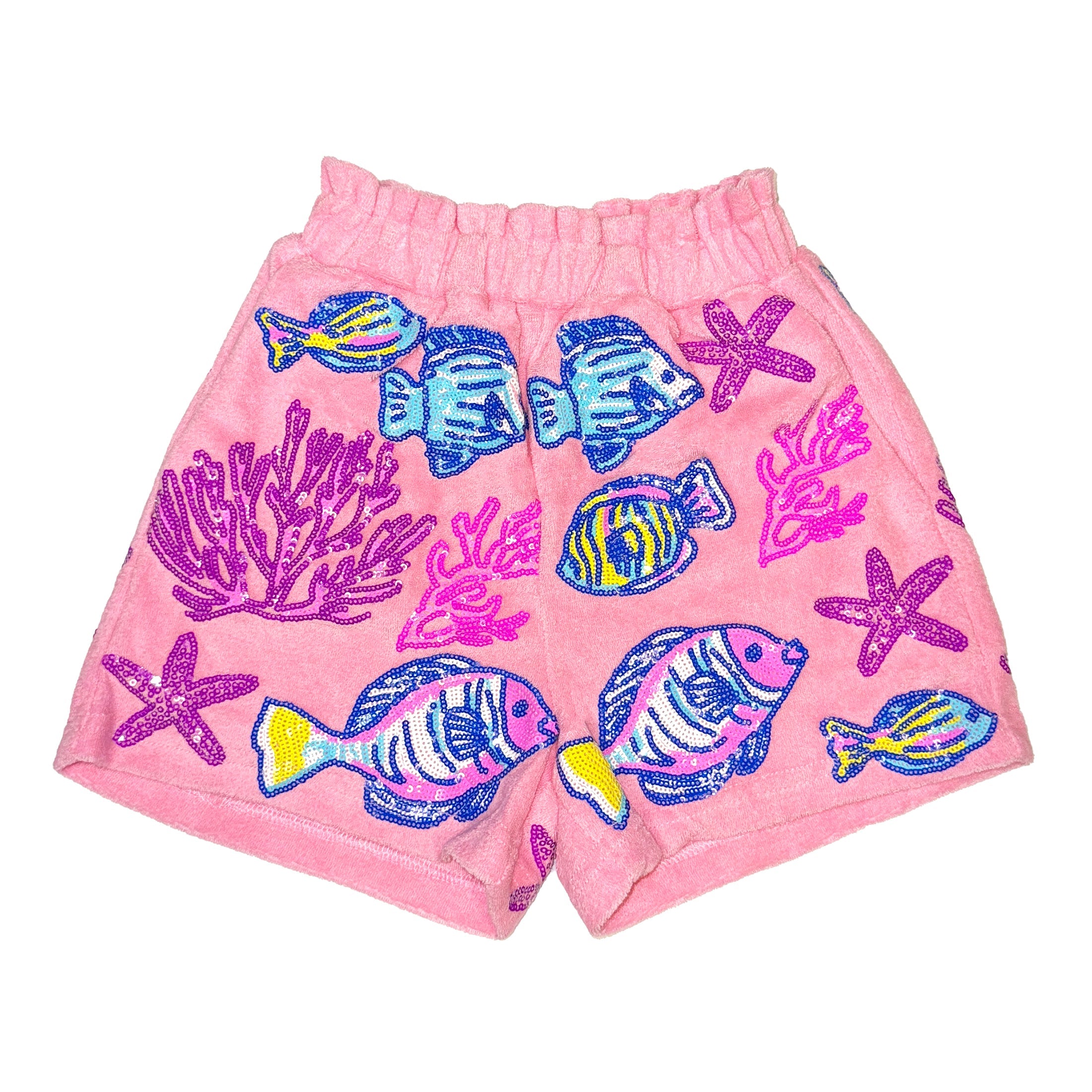Under the Sea Terry Cloth Shorts - Light Pink - Bexa Boutique