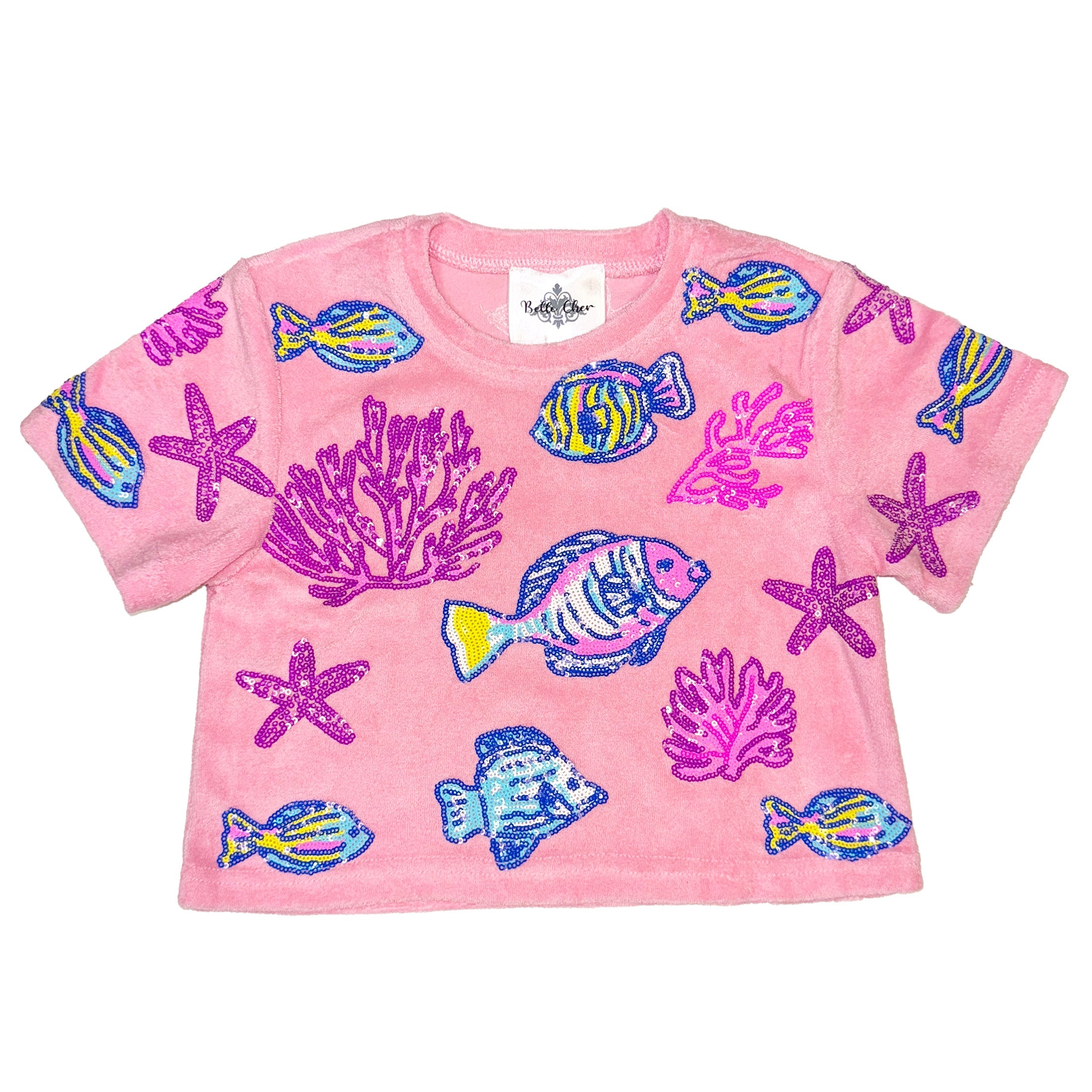 Under the Sea Terry Cloth Top - Light Pink - Bexa Boutique