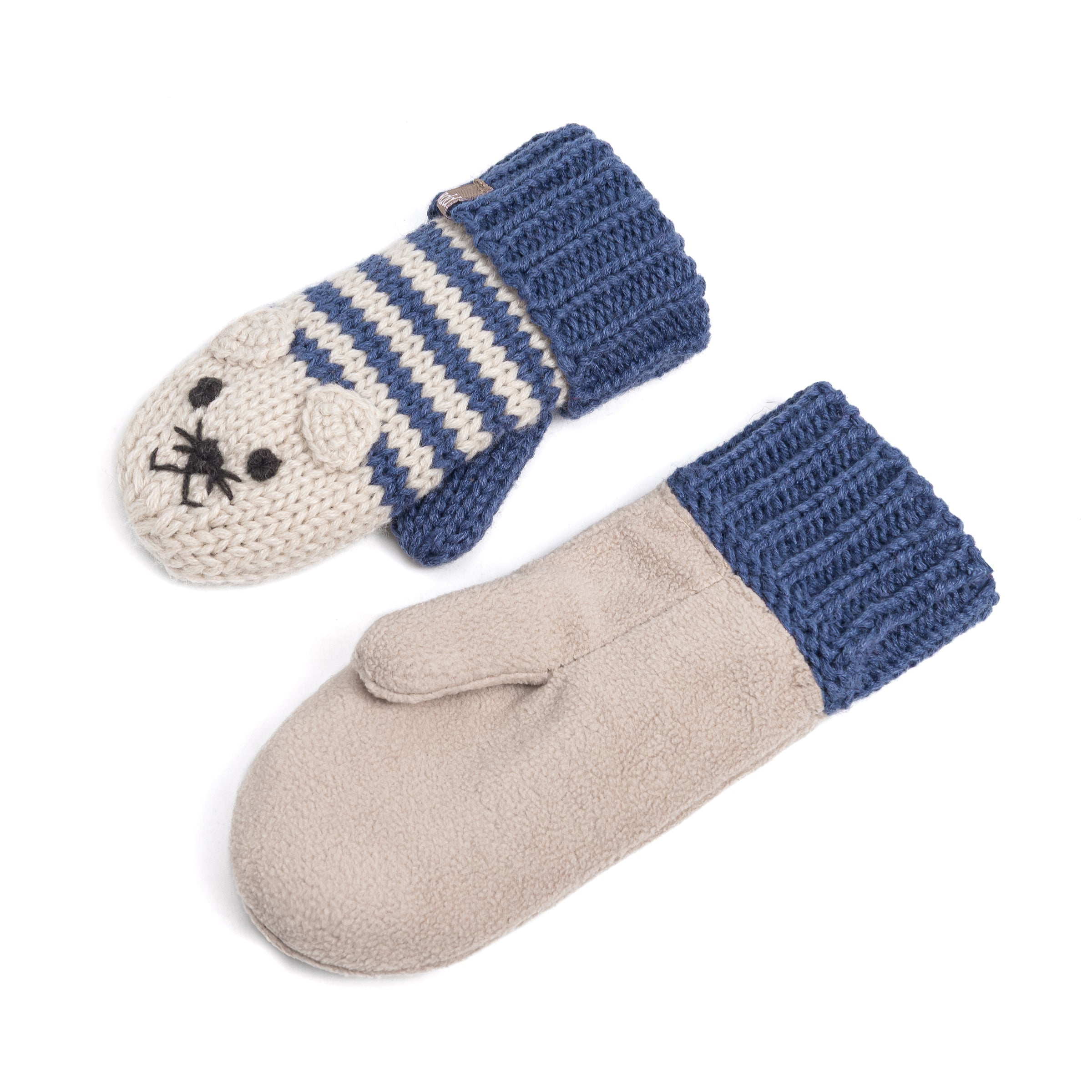 Kids Kitty Cat Stripe Knit Mittens - Soft, Fleece Lined, For Toddlers and Children of All Ages