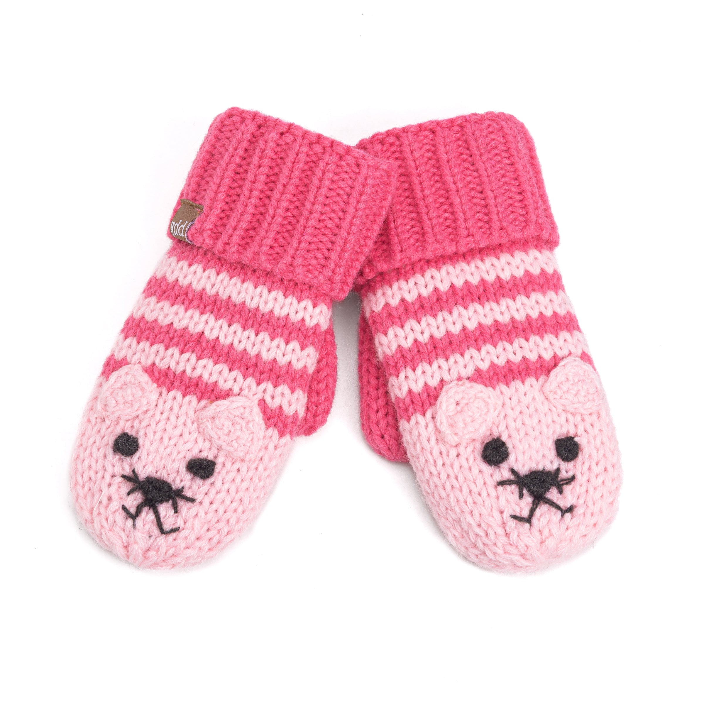 Kids Kitty Cat Stripe Knit Mittens - Soft, Fleece Lined, For Toddlers and Children of All Ages