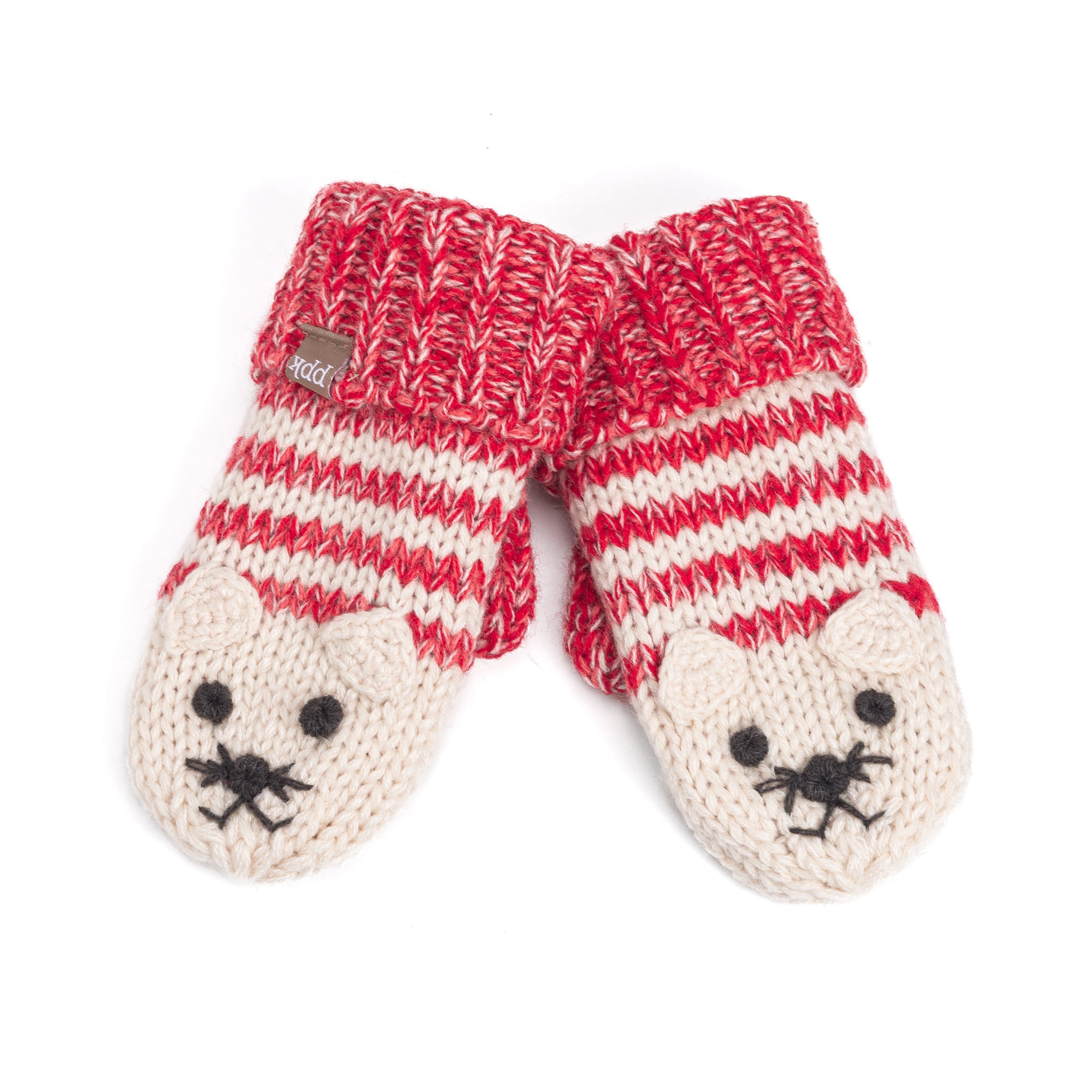 Kids Kitty Cat Stripe Knit Mittens - Soft, Fleece Lined, For Toddlers and Children of All Ages