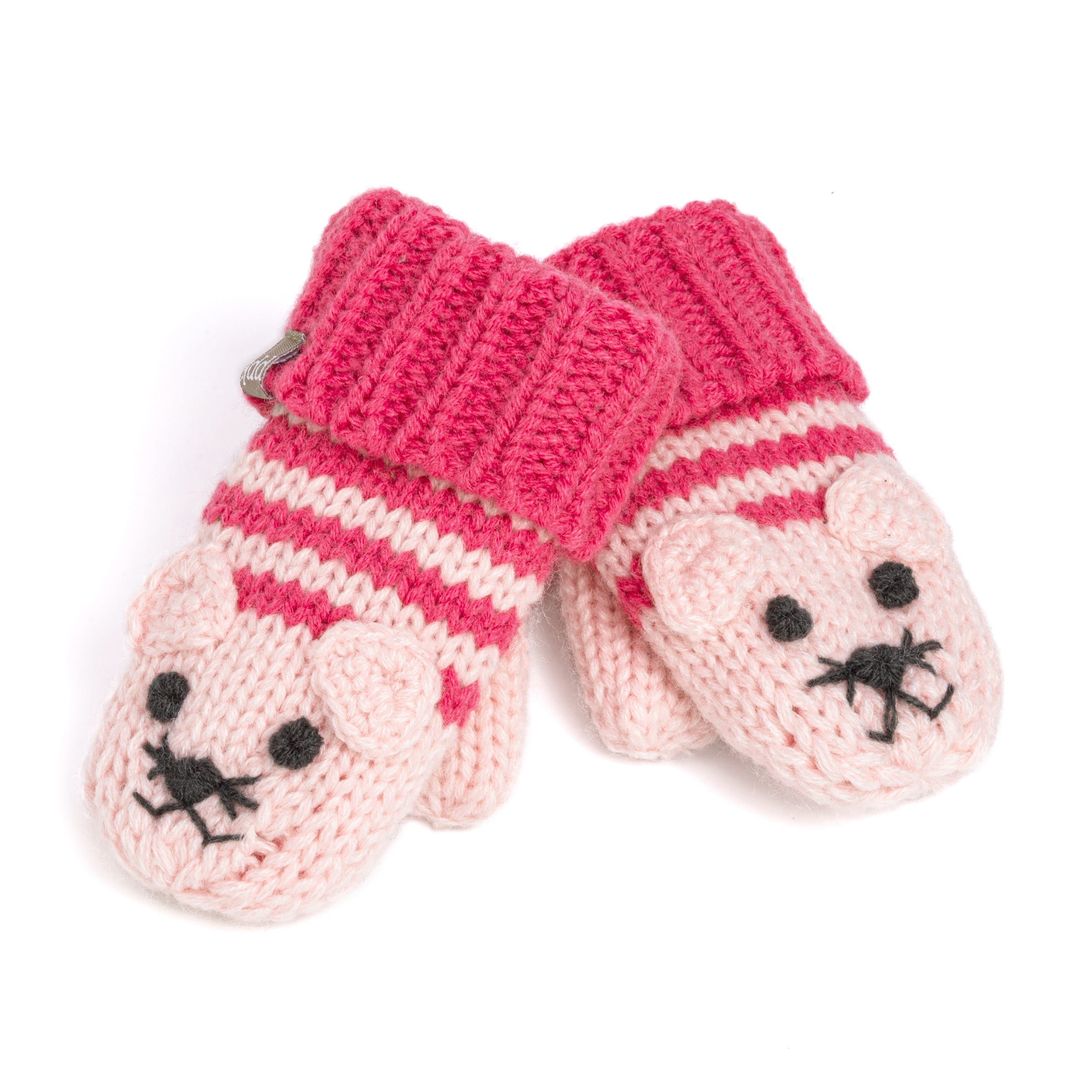 Kids Kitty Cat Stripe Knit Mittens - Soft, Fleece Lined, For Toddlers and Children of All Ages