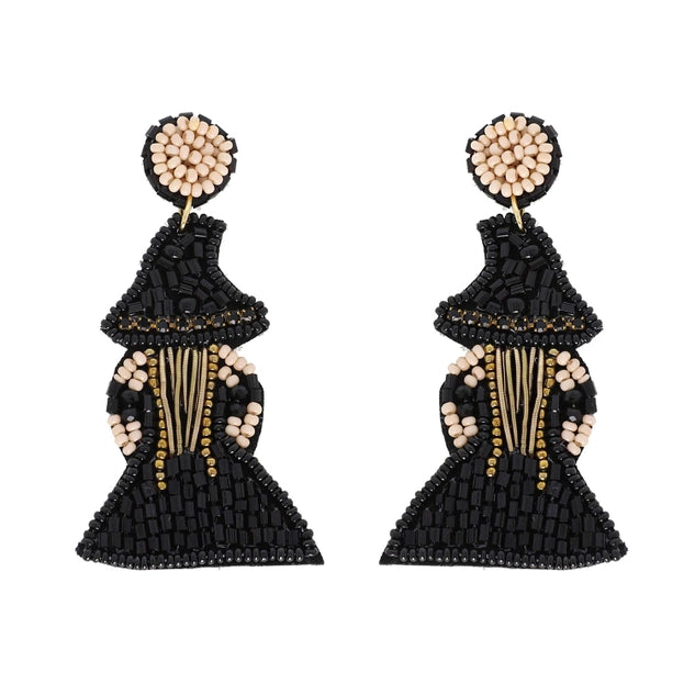 Halloween Witch Beaded Drop Earrings - Bexa Boutique