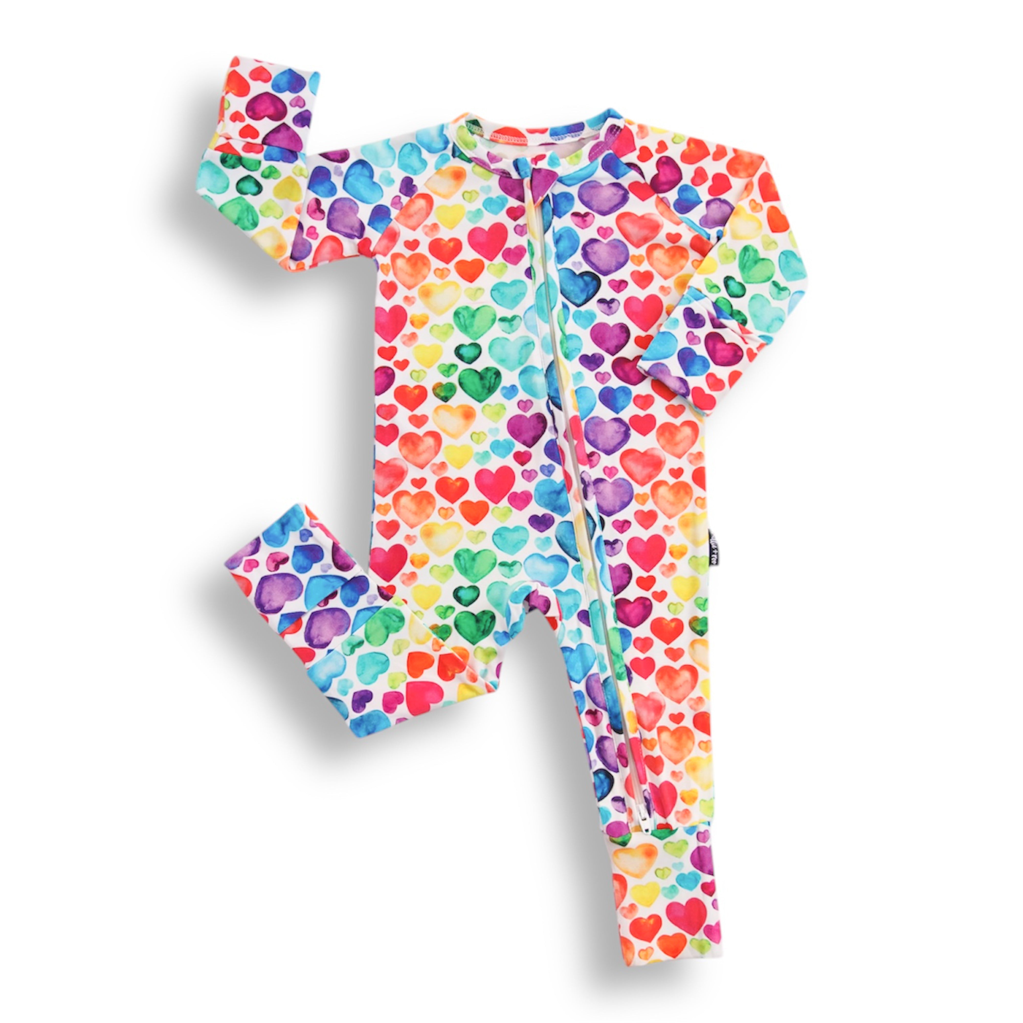 ZIP ROMPER - Rainbow Hearts