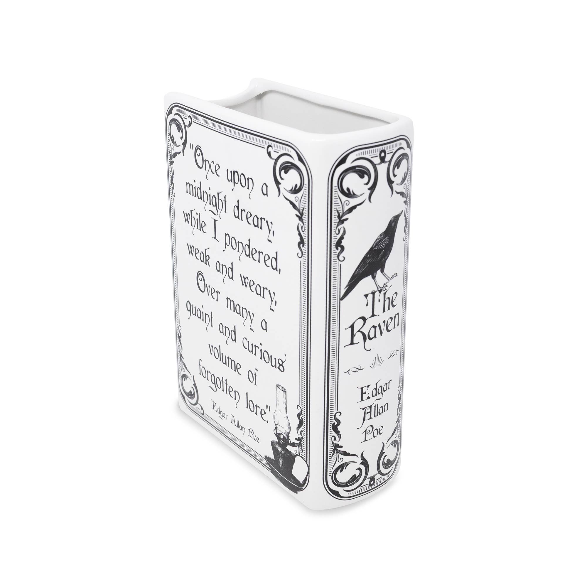 Large Book Vase, The Raven - White