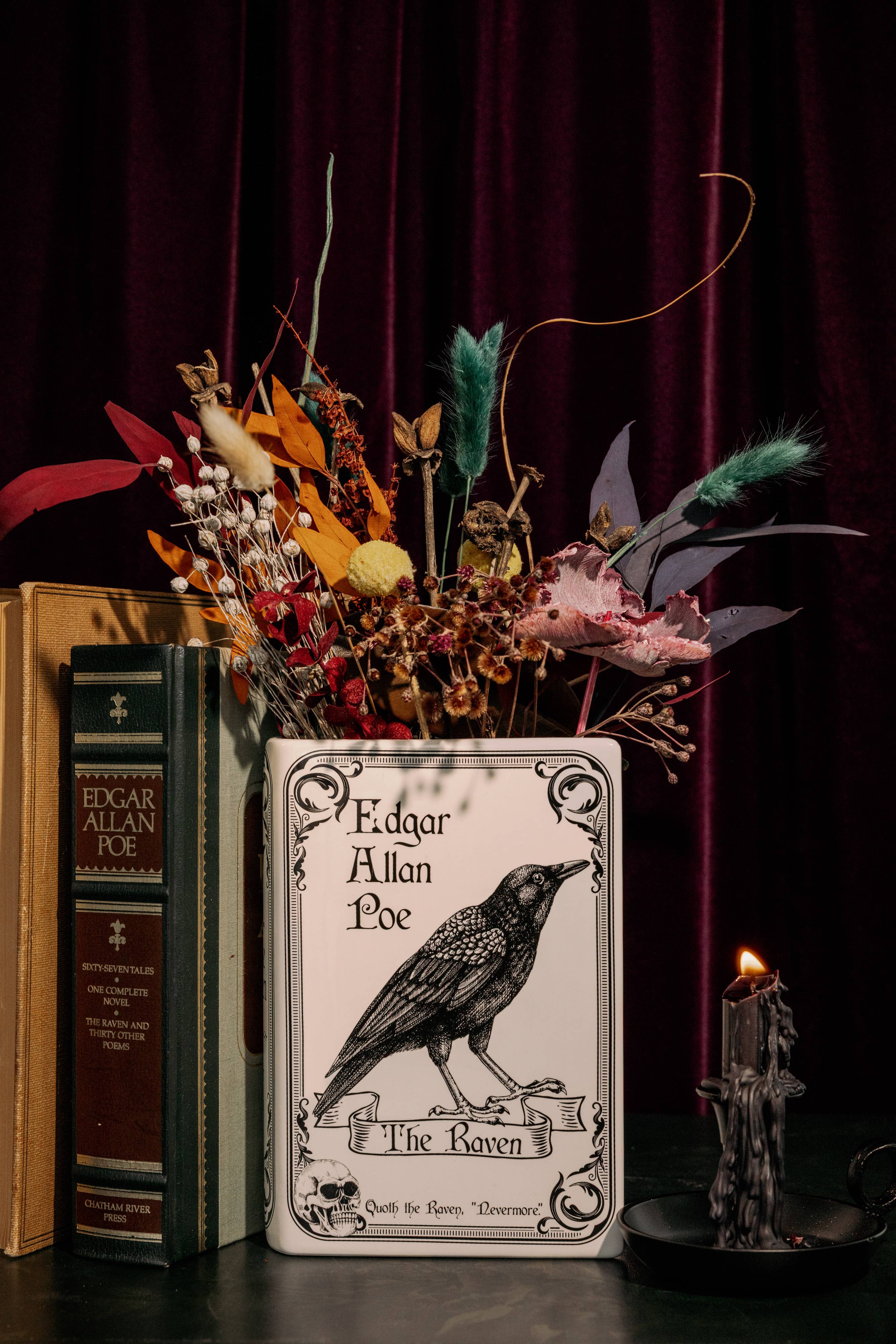 Large Book Vase, The Raven - White