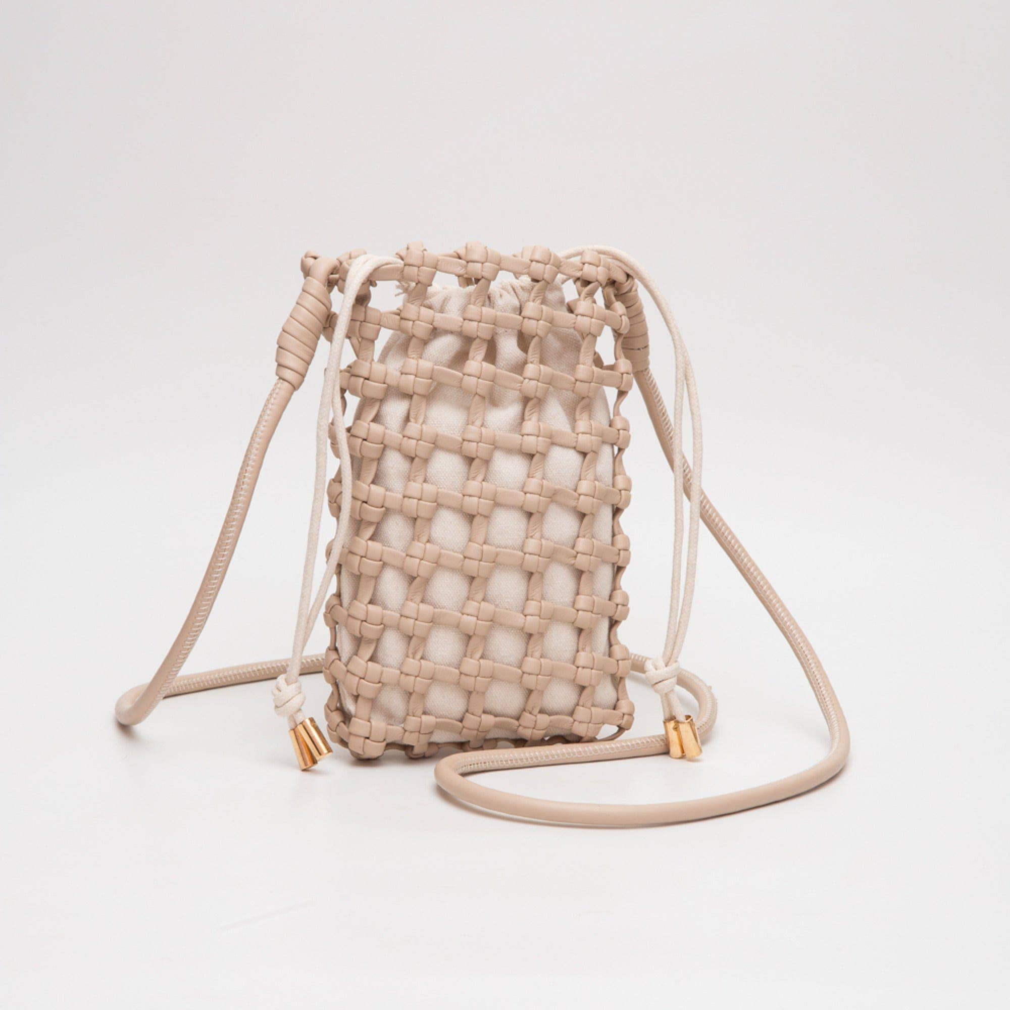 TG10626 Cara Mini Woven Drawstring Crossbody Bag - Gray - Bexa Boutique