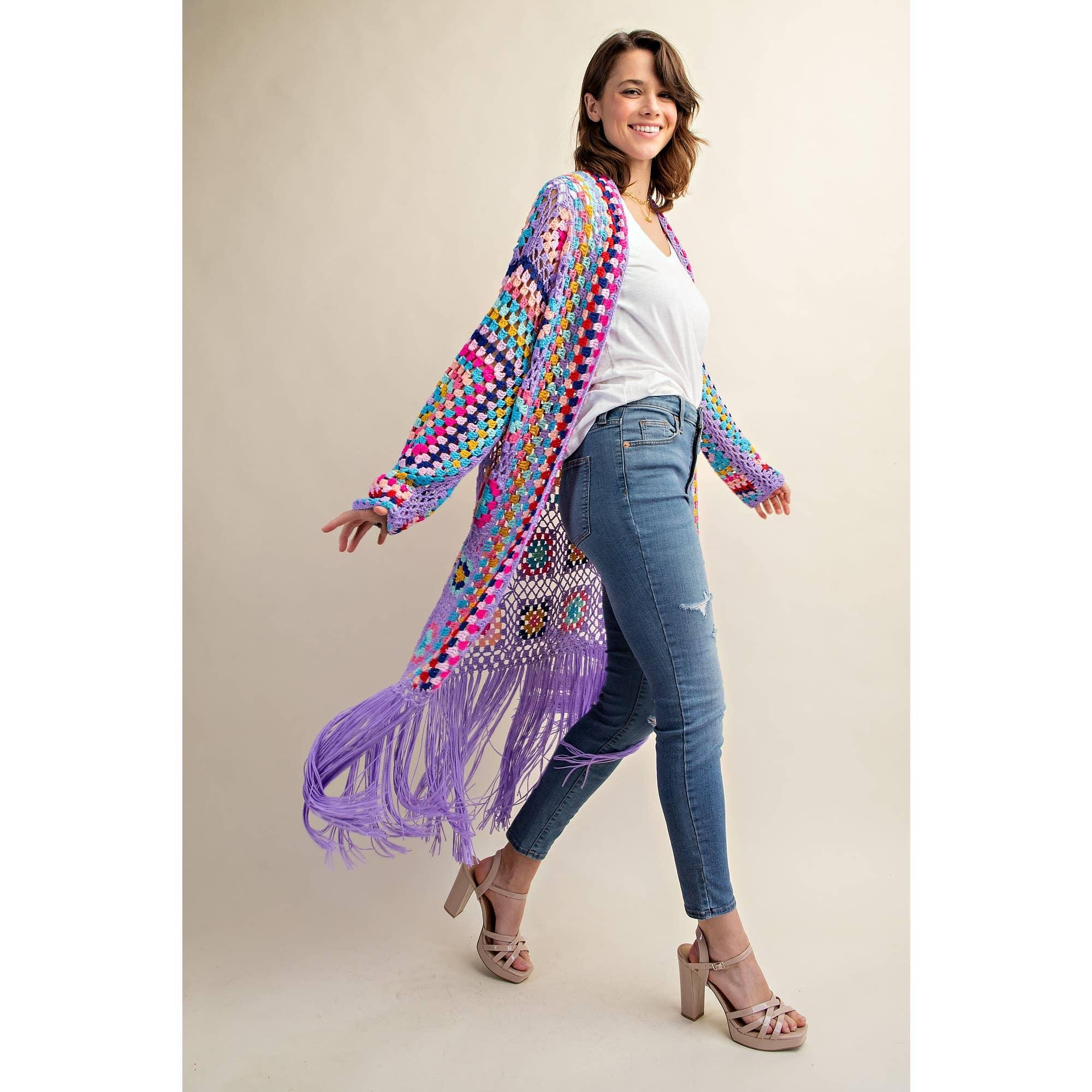 Colorful Fringe Duster Cardigan