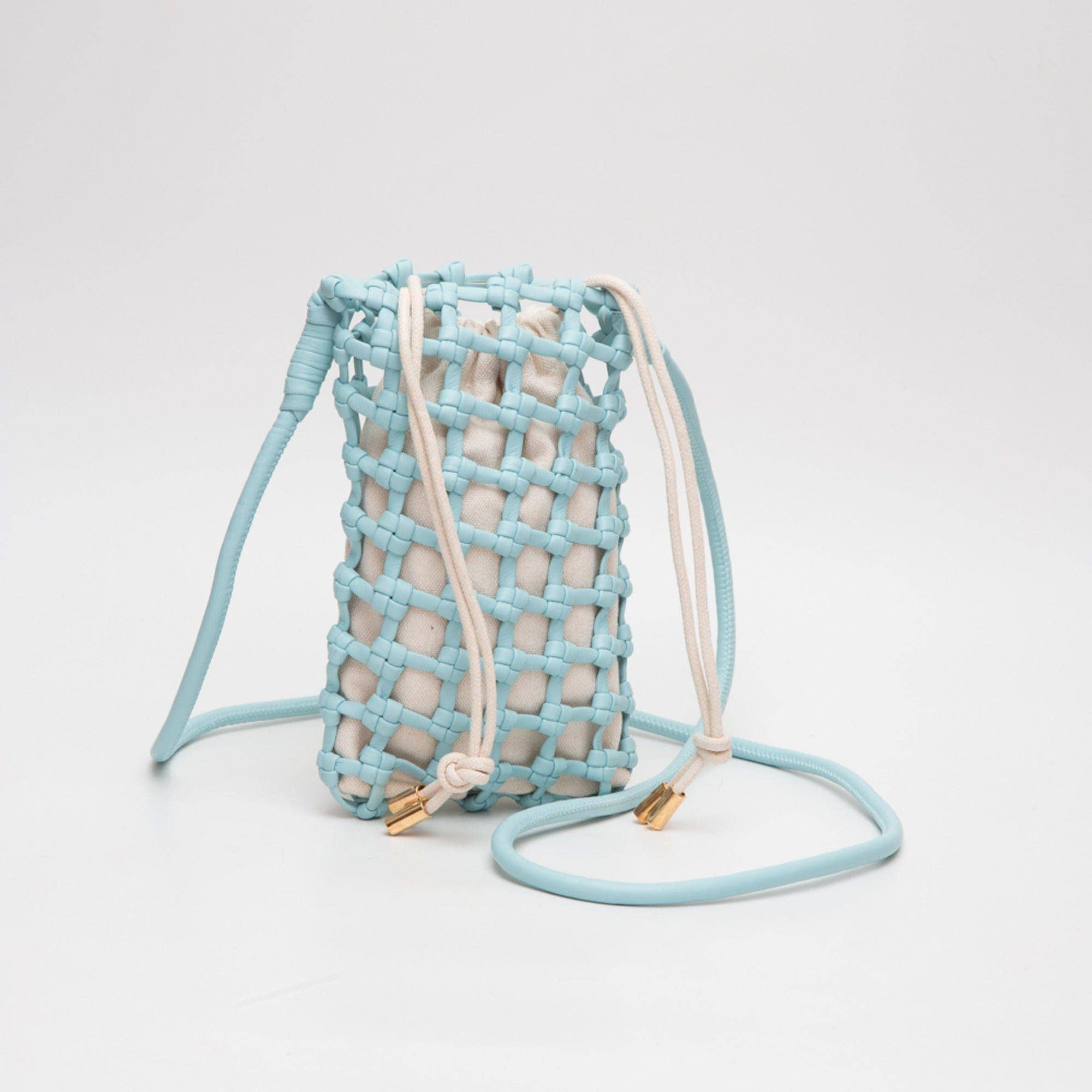 TG10626 Cara Mini Woven Drawstring Crossbody Bag - Gray - Bexa Boutique