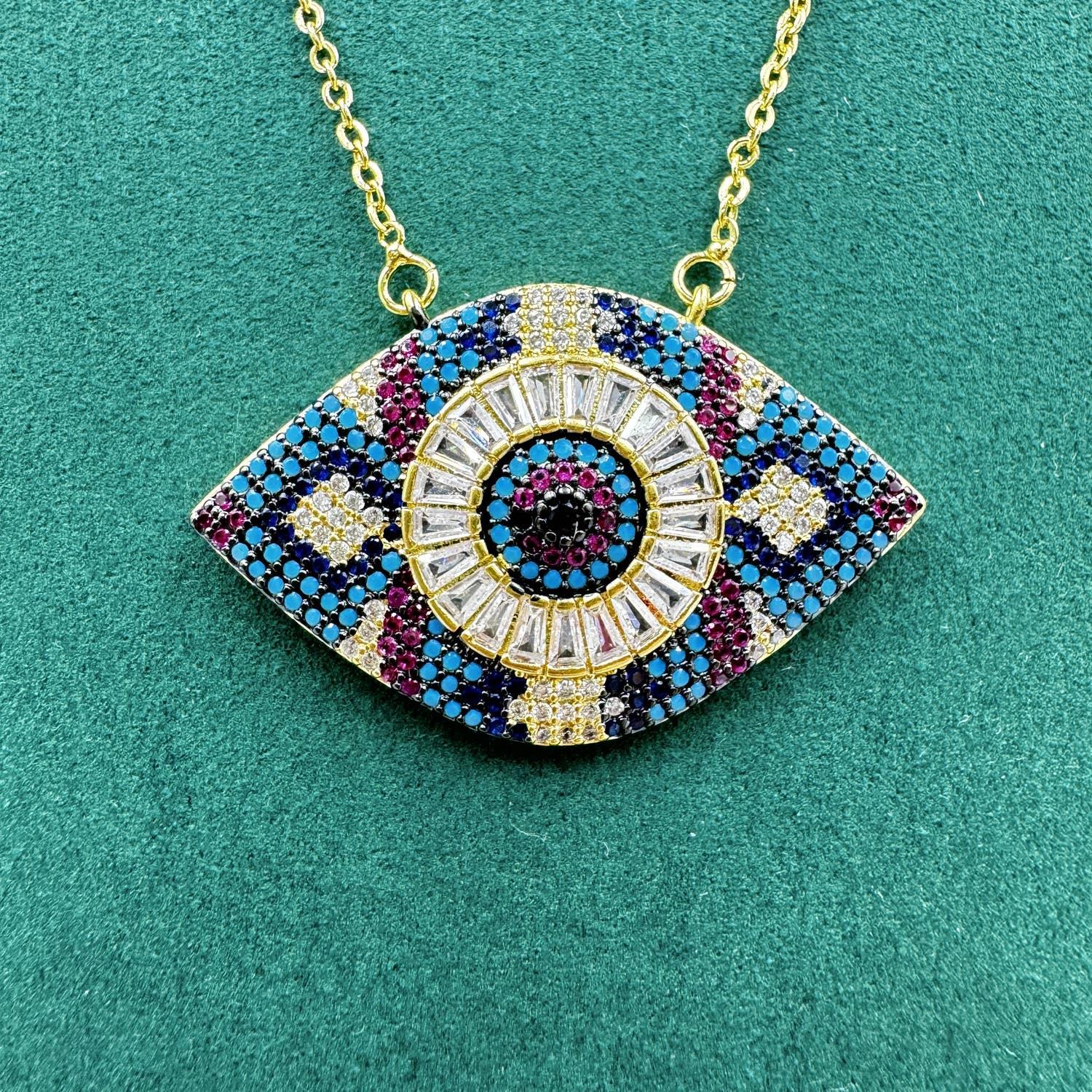 Evil Eye Cubic Zirconia Necklace Multicolor