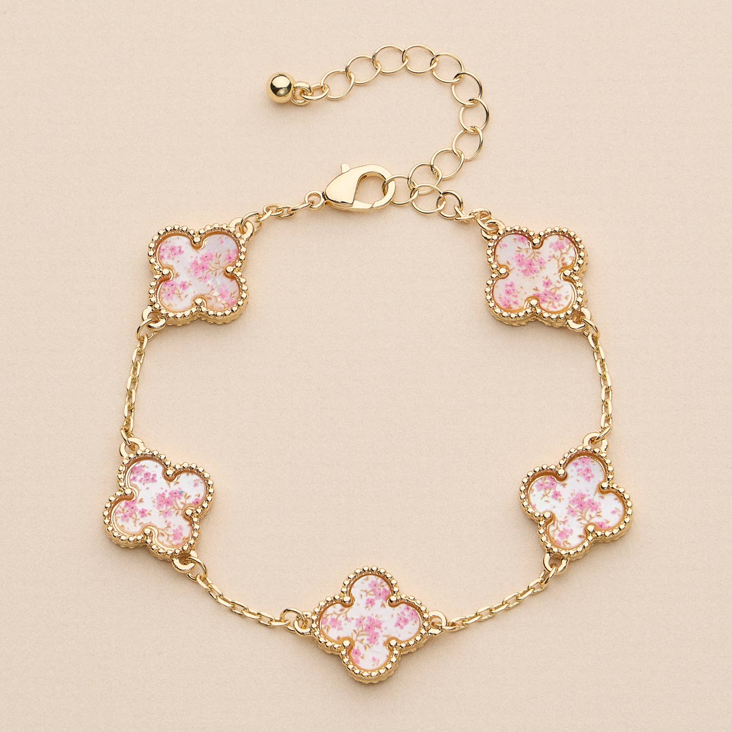 Multi Floral Shape Charm Bracelet in Shell