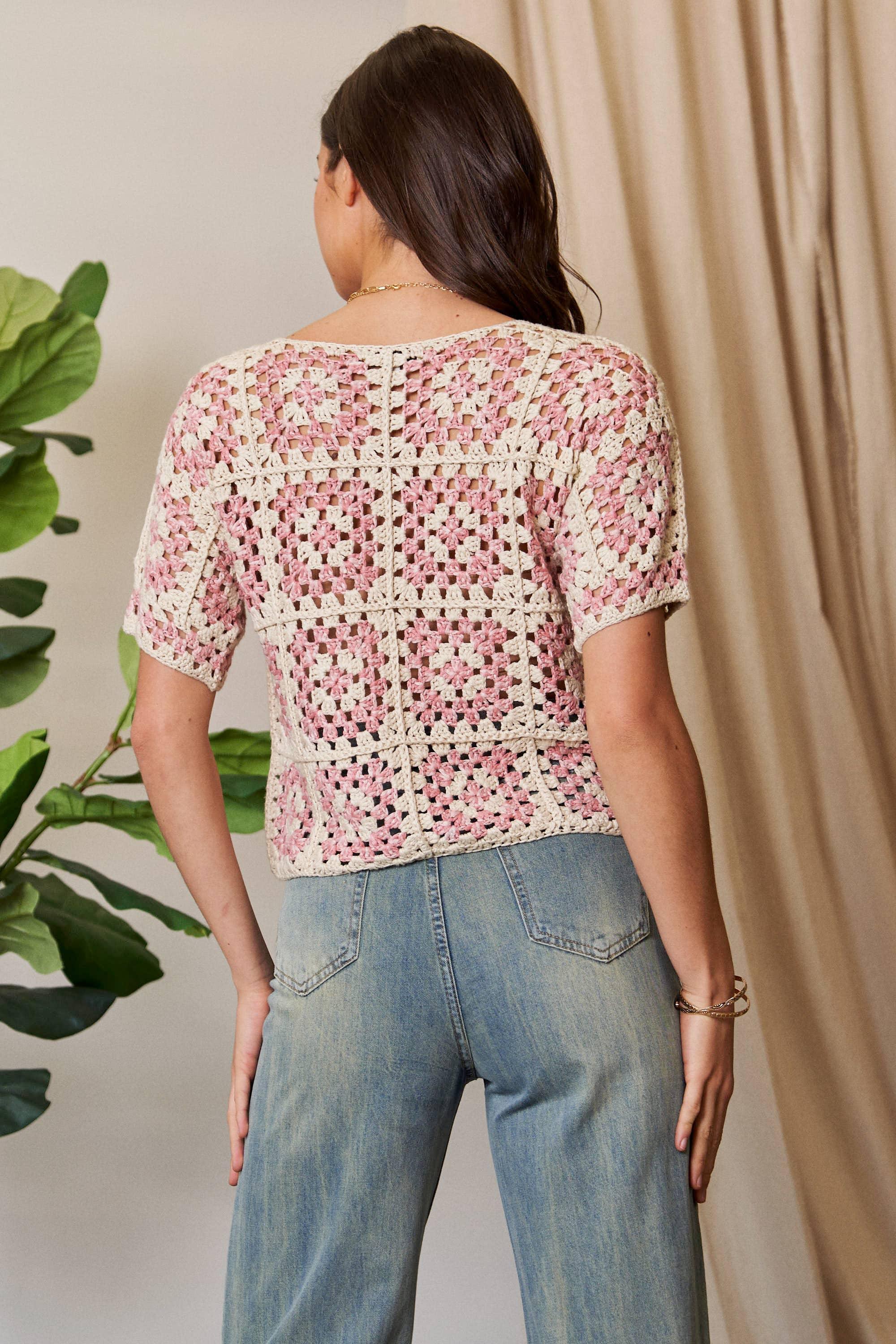 Gabby Short Sleeve Crochet Top