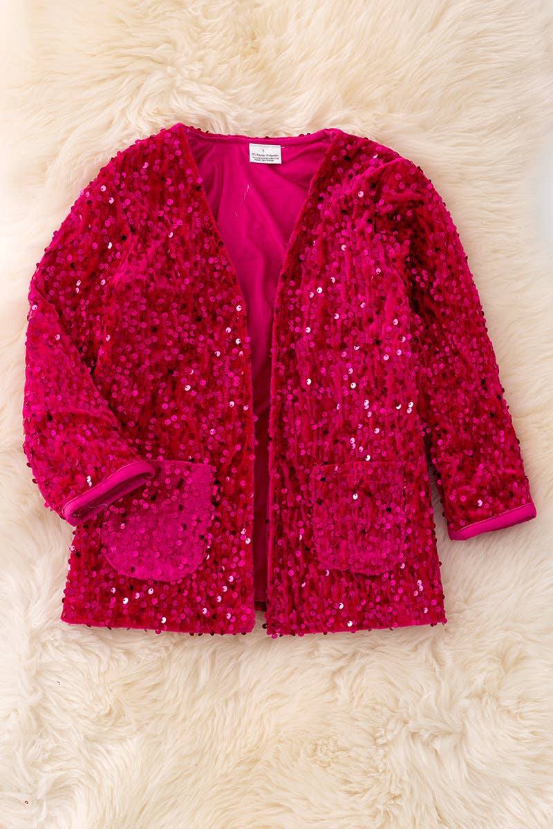 Fuchsia sequin cardigan with pockets