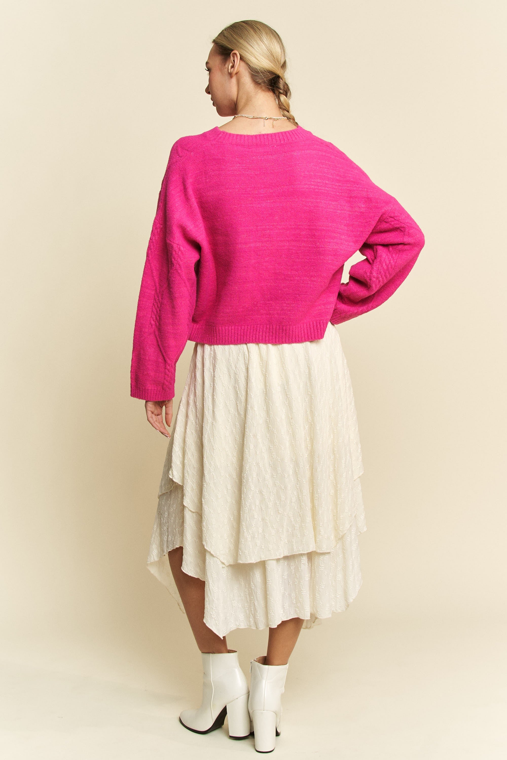 Pink Diamond Cable Sweater