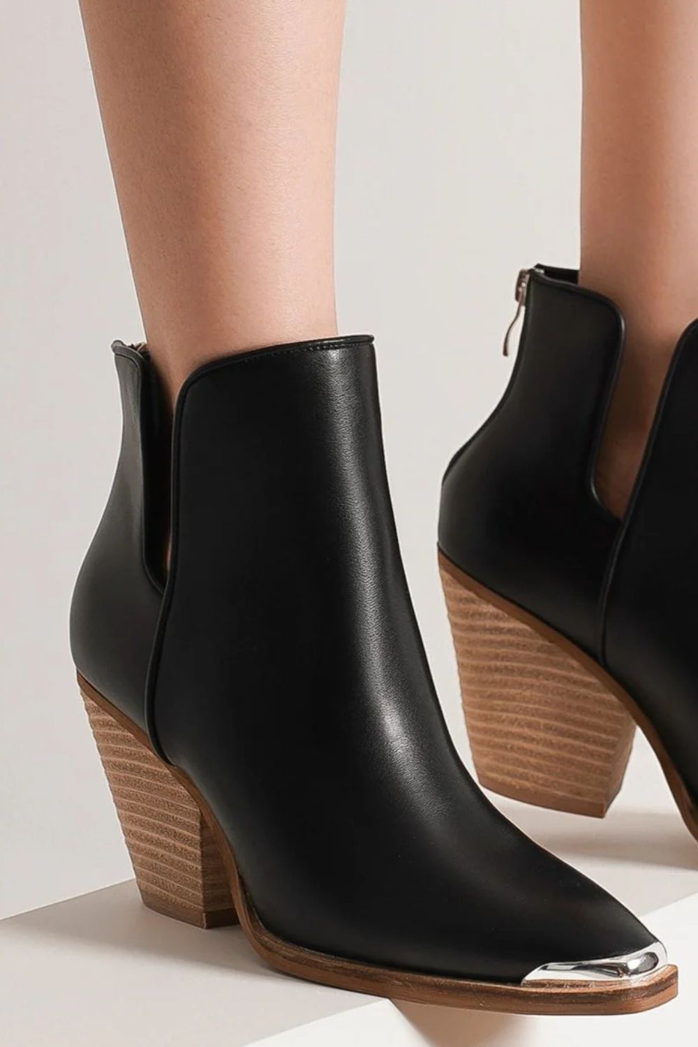 Pointed Metal-Tip Toe Ankle Boots