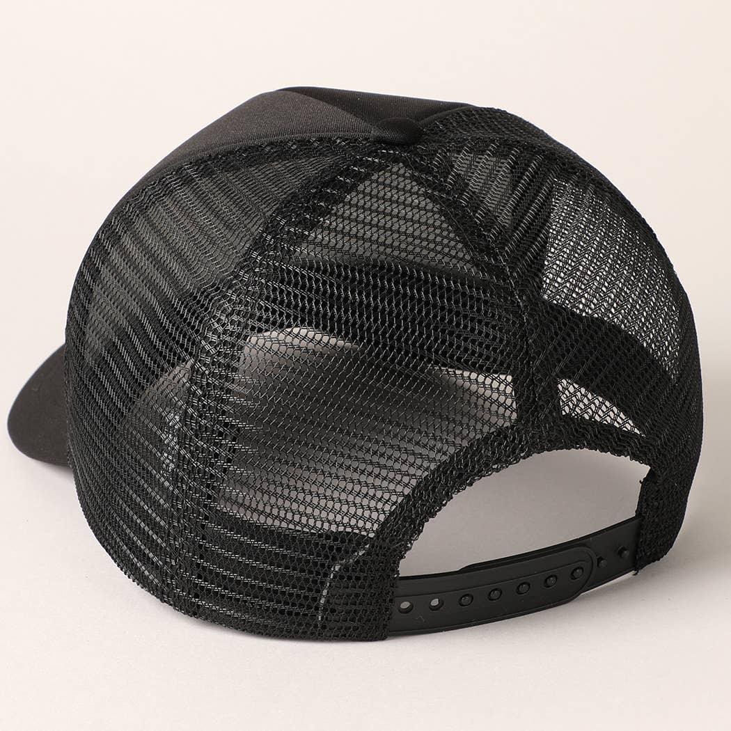 Rhinestone Bow Patch Foam Mesh Back Trucker Hat