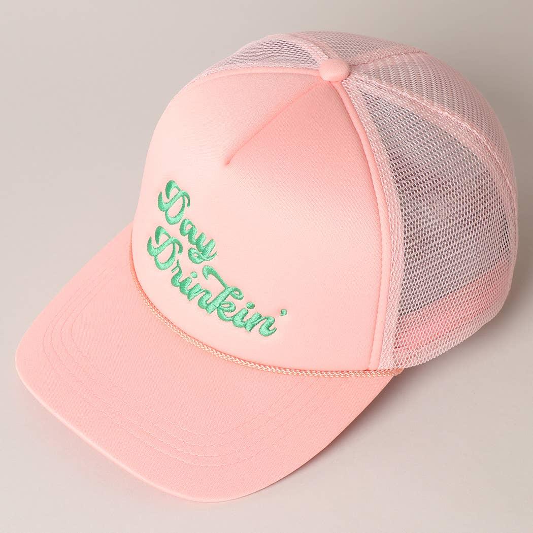 Day Drinkin Texts Embroidery Mesh Back Trucker Hat