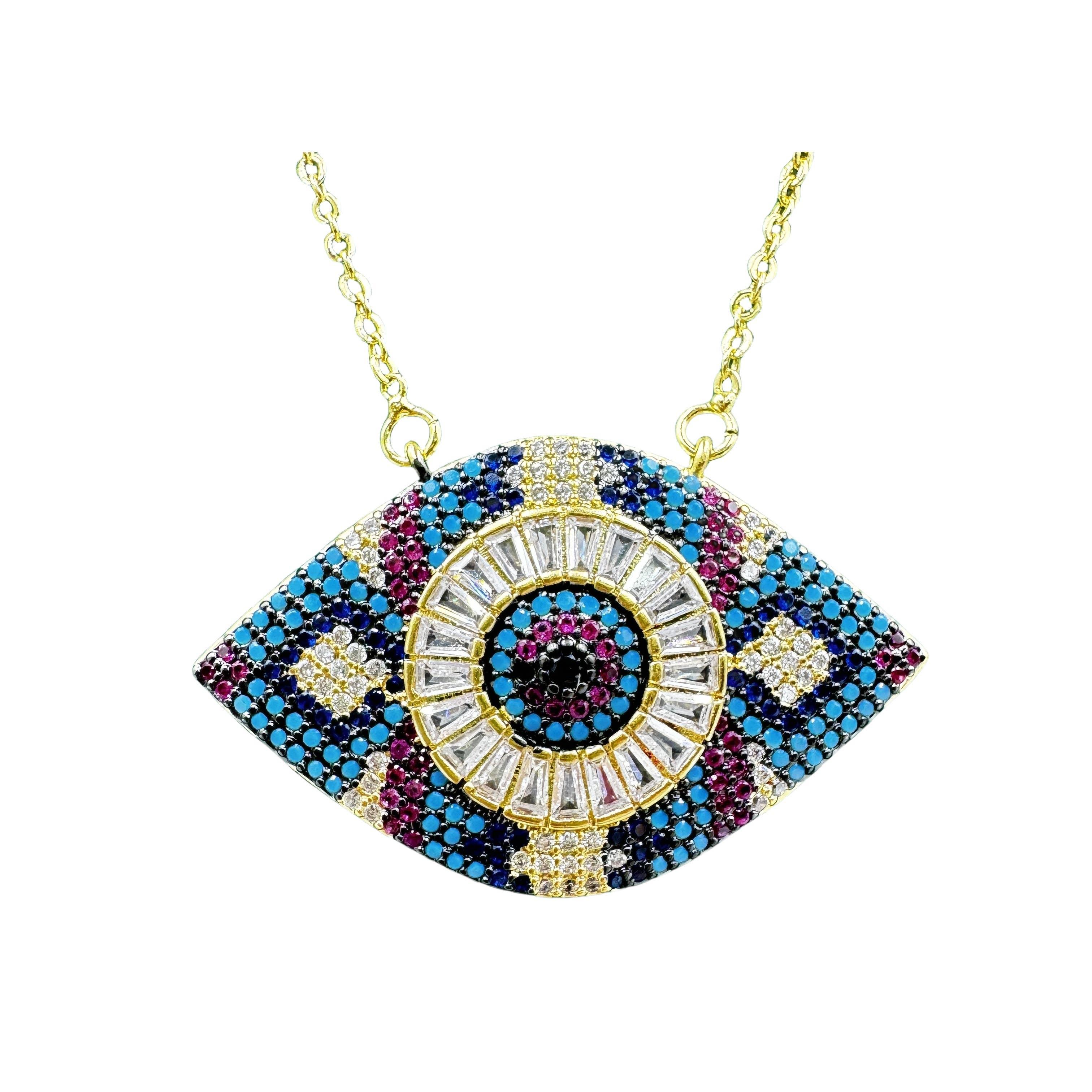 Evil Eye Cubic Zirconia Necklace Multicolor