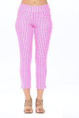 Claudia Cropped Legging in Pink Plaid