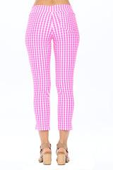 Claudia Cropped Legging in Pink Plaid