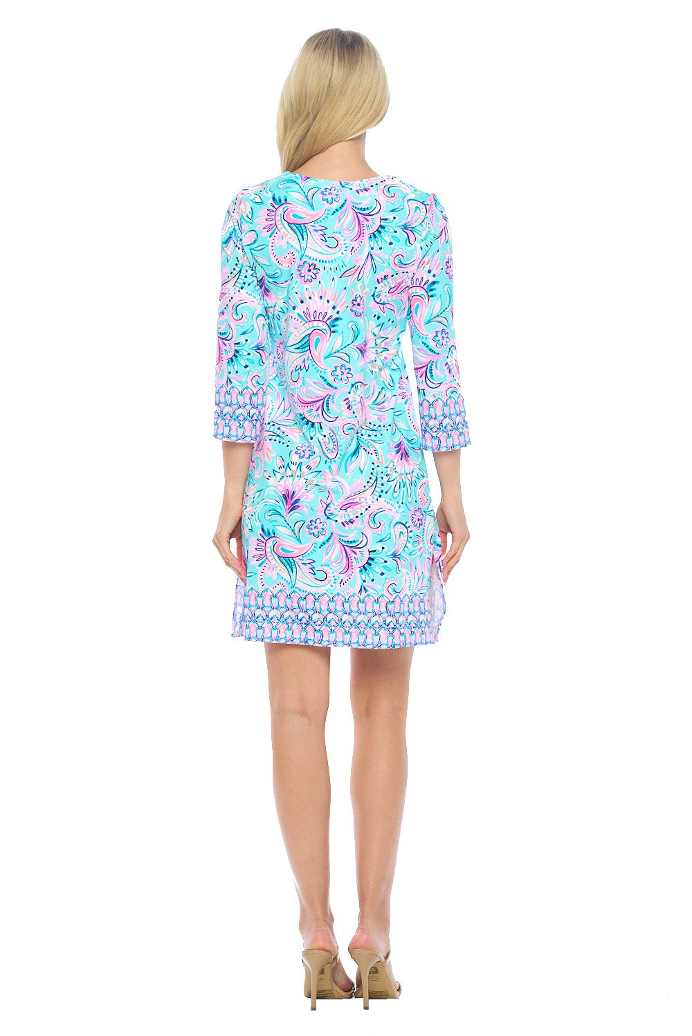 Julie Quarter Sleeve Floral Dress in Mint