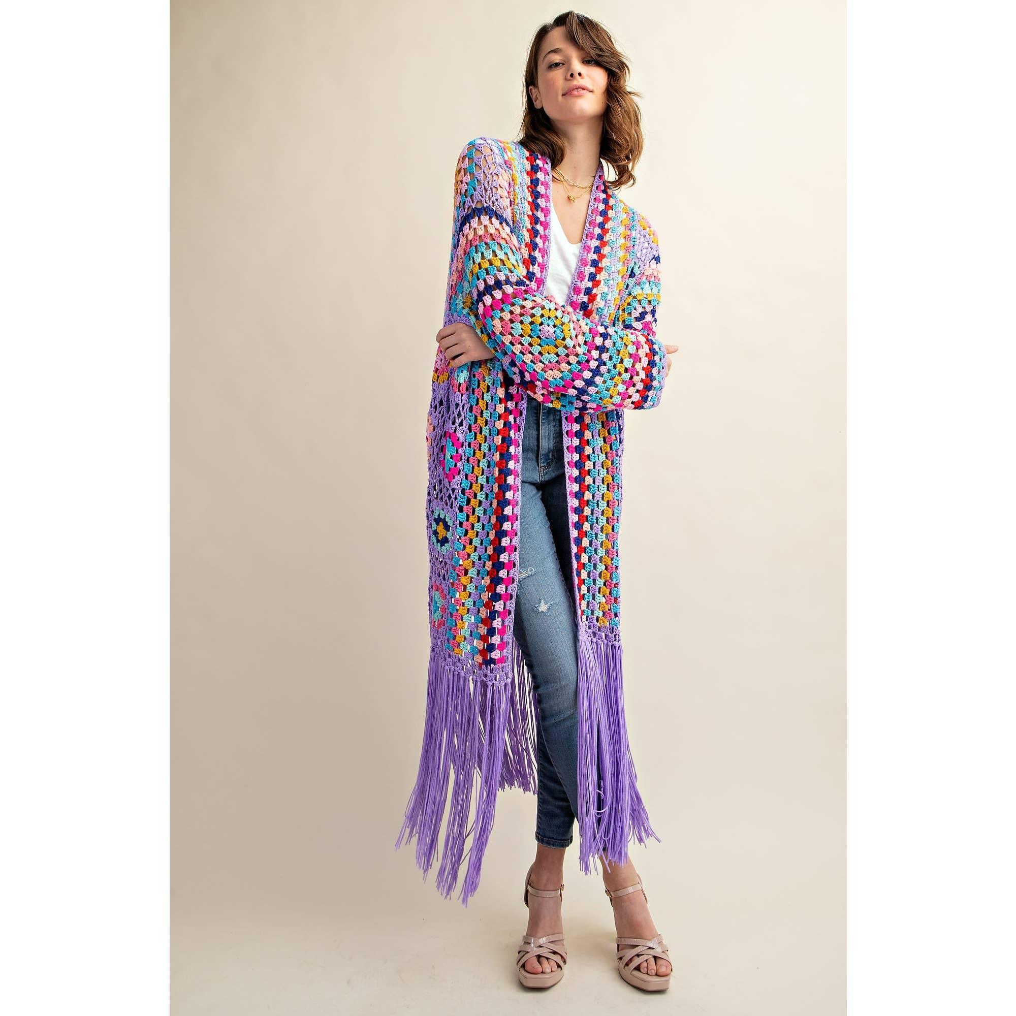 Colorful Fringe Duster Cardigan