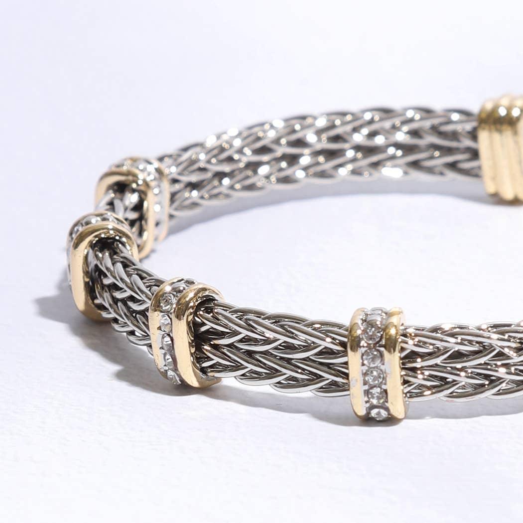 Square Ponytail Crystal 2T Bangle Bracelet