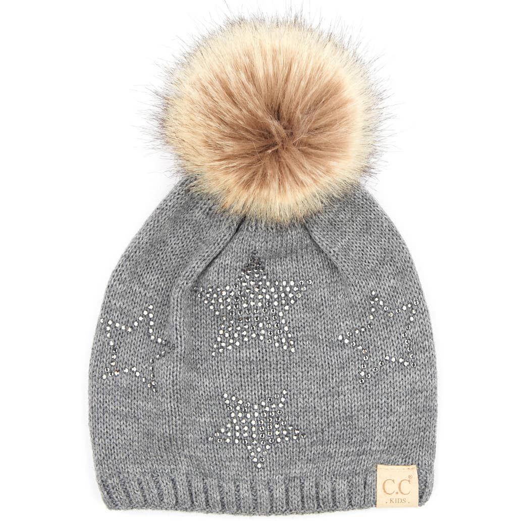 Kids Rhinestone Stars Pattern Beanie Hat