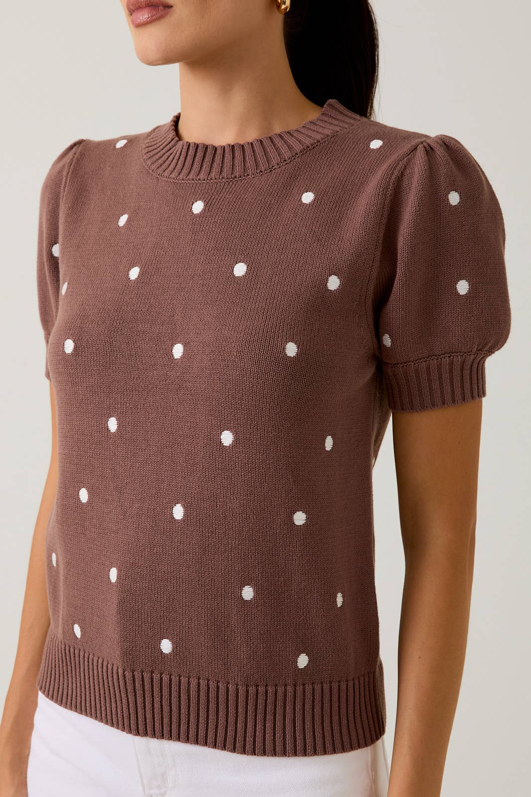 POLKA DOT EMBROIDERED SWEATER