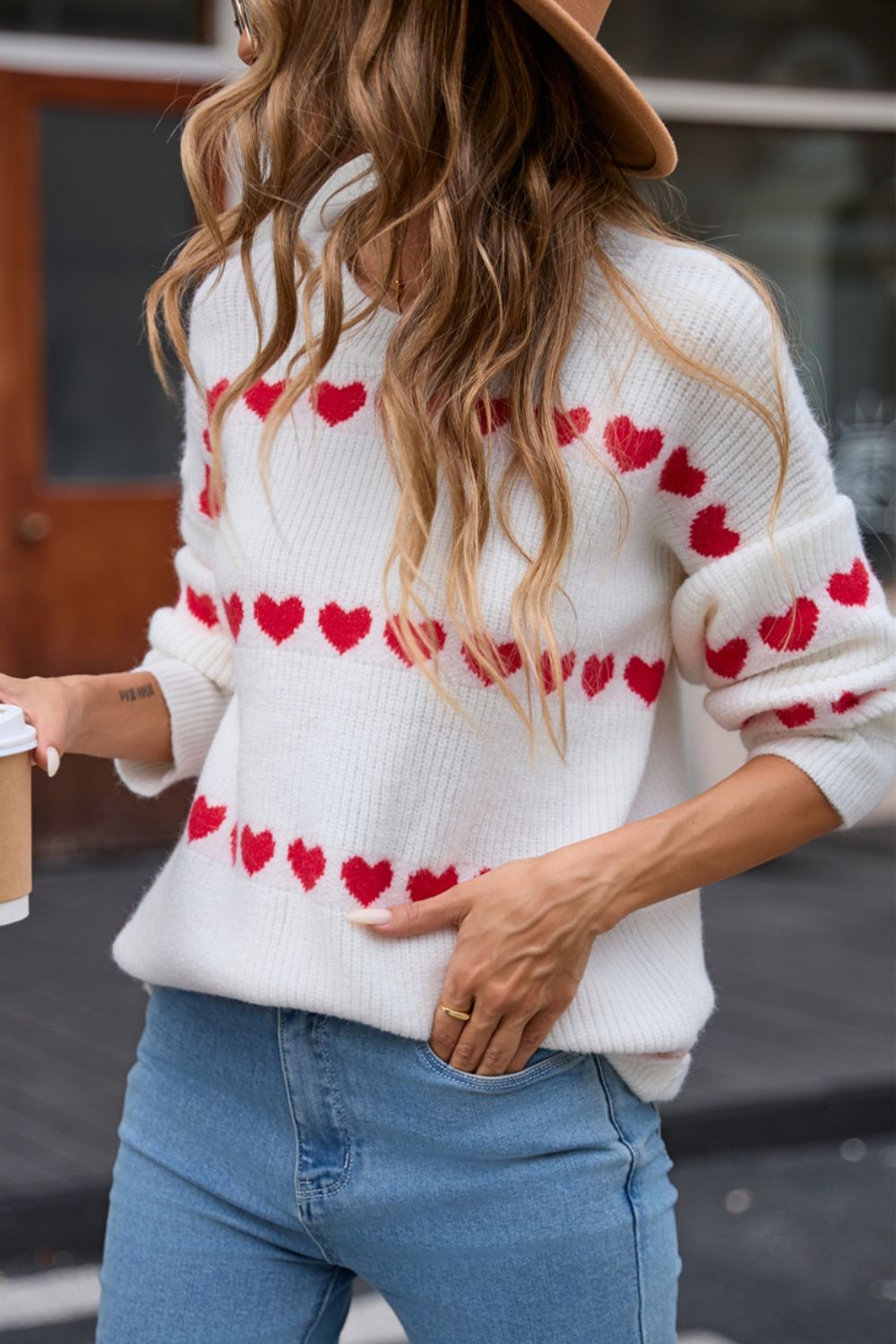 Angel Wings Heart Round Neck Long Sleeve Sweater