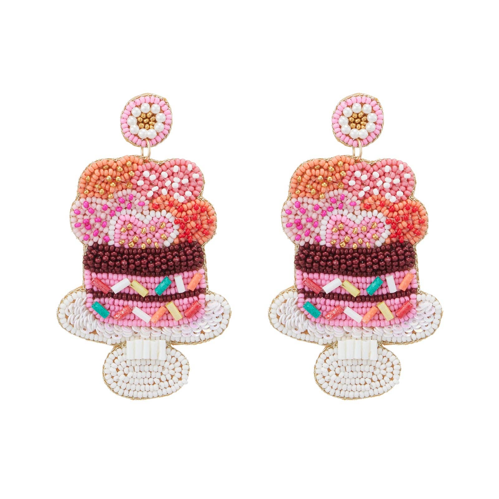 Valentine's Day Cake Seed Beads Earrings