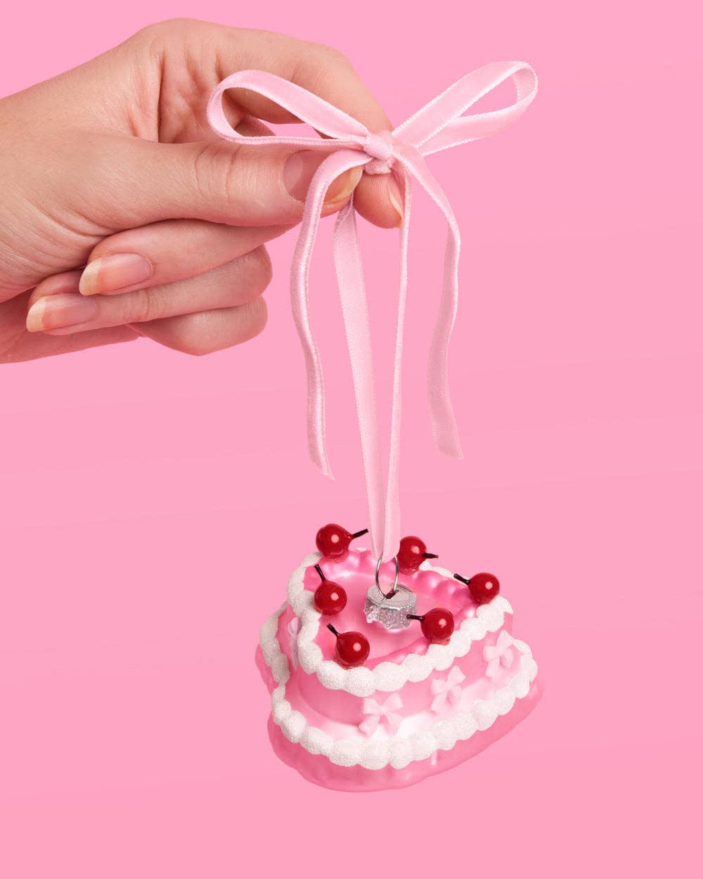 Sweetheart Cake Ornament - pink ornament Christmas Xmas Holiday Festive