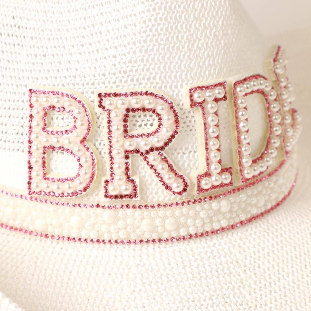 BRIDE Cowboy Hat with Pearl and Rhinestones